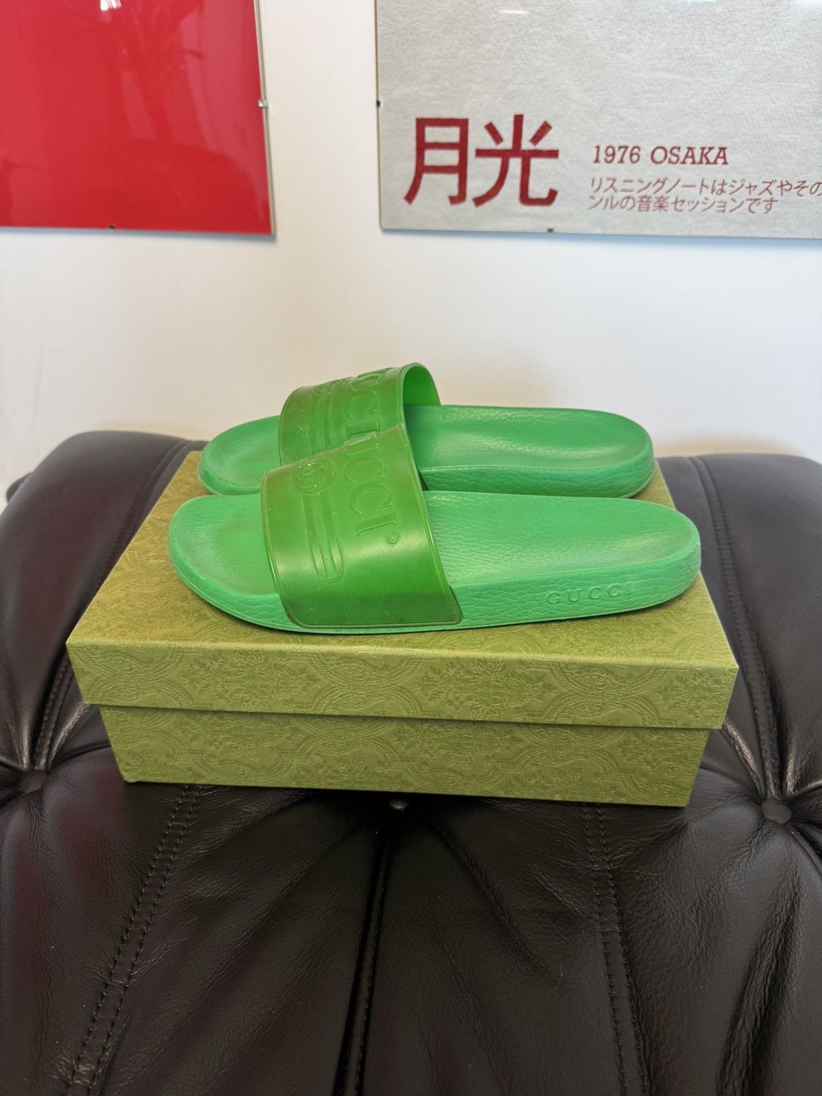 Gucci GUCCI Pursuit Green Pool Slides / Sandals Designer Luxury Size US 9 / EU 42 - 4 Thumbnail