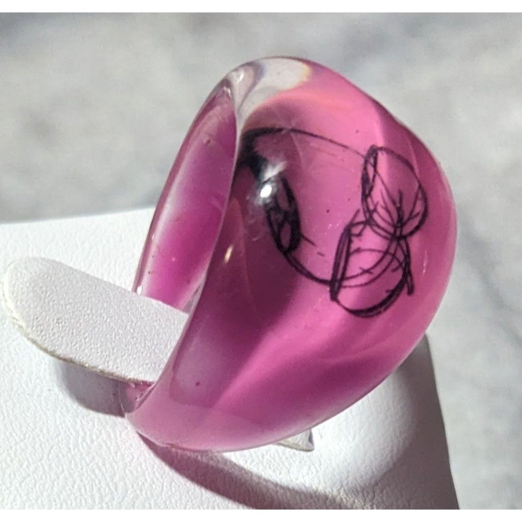 Other Chunky Pink And Black Bubblegum Abstract Ring Size 6 1/4 Size ONE SIZE - 10 Thumbnail