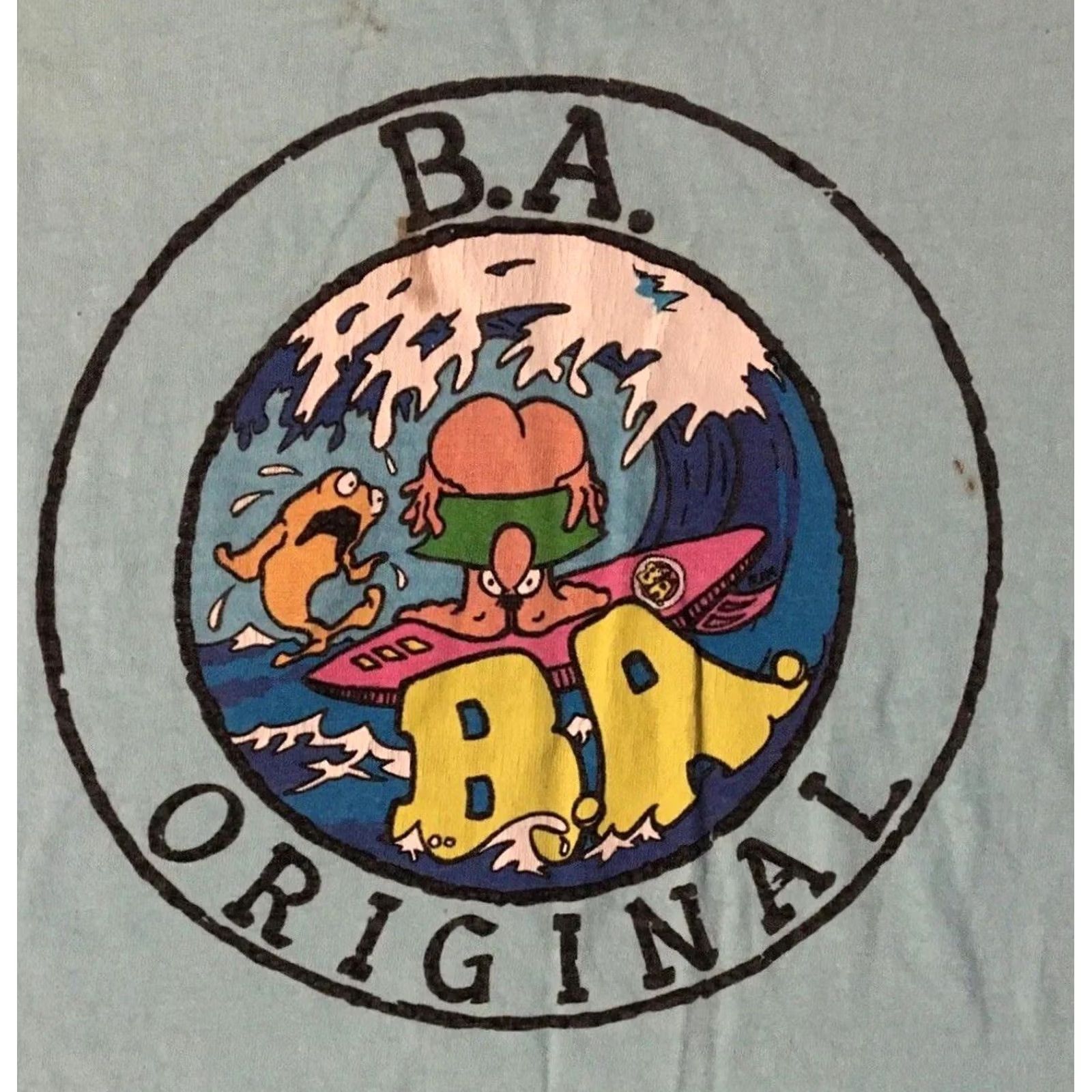 Quiksilver VINTAGE BA Surf Stuff Faded Distress Shirt S Small Blue Graphic Tee Mens 80s Grunge Ocean Pacific Surfing Beach Hawaii USA Size US S / EU 44-46 / 1 - 3 Thumbnail