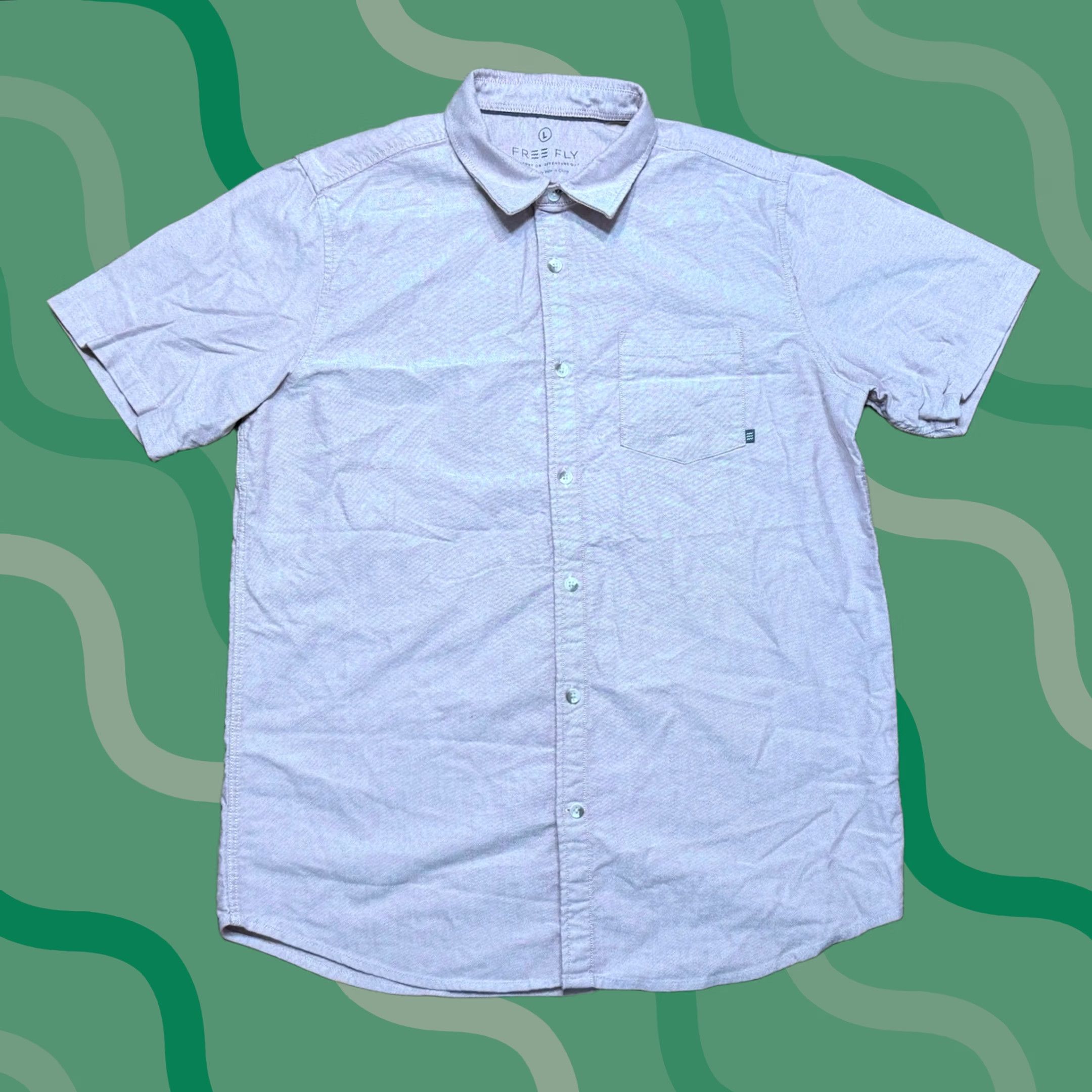 Pinko Free Fly Shirt Short Sleeve Button Down Bamboo Pink Heathered L Sz L Size US L / EU 52-54 / 3 - 1 Thumbnail
