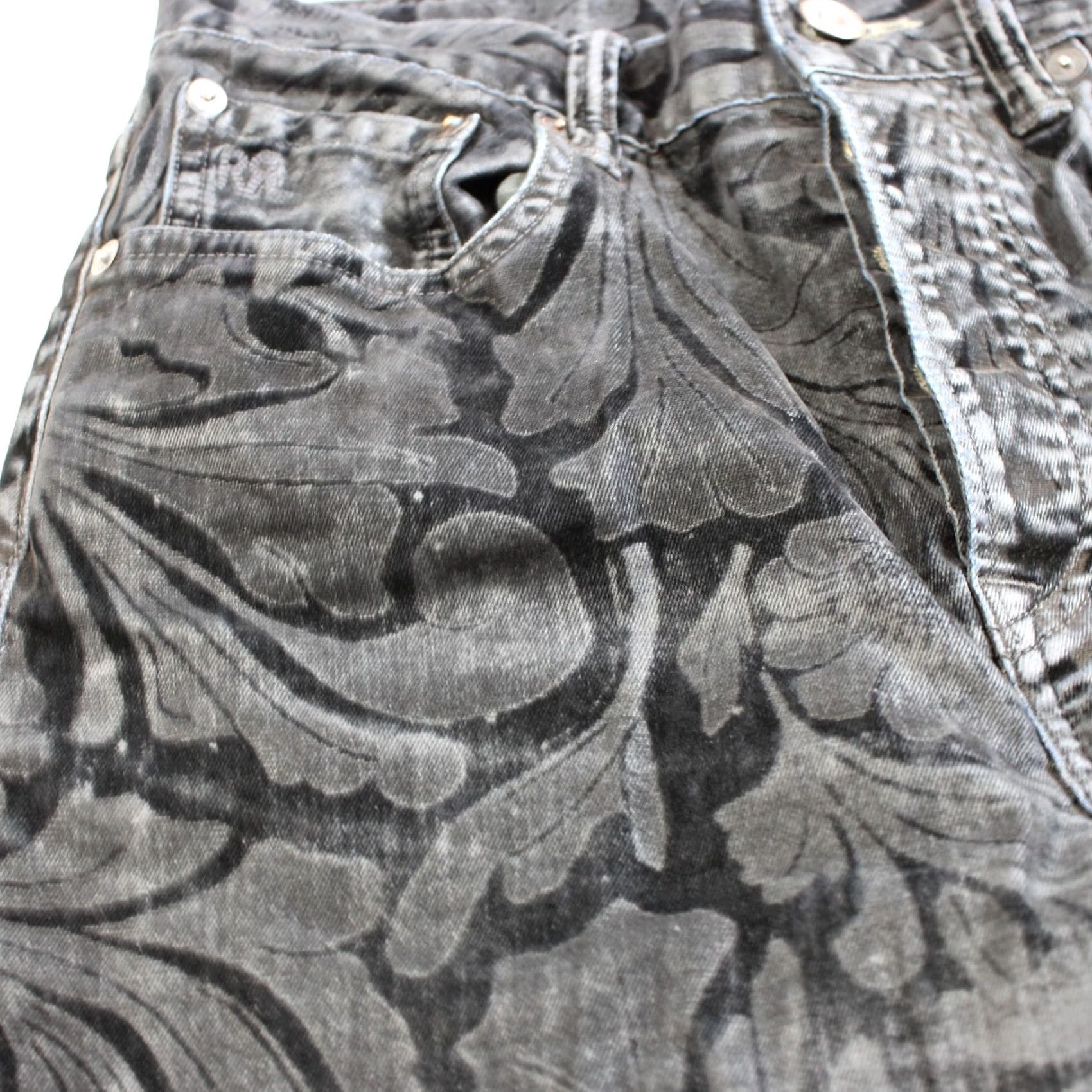 Denime RRL Jeans Women 27 Black Dark Wash Slim Straight Floral Denim Stretch Burn Out Size 27" / US 4 / IT 40 - 7 Thumbnail
