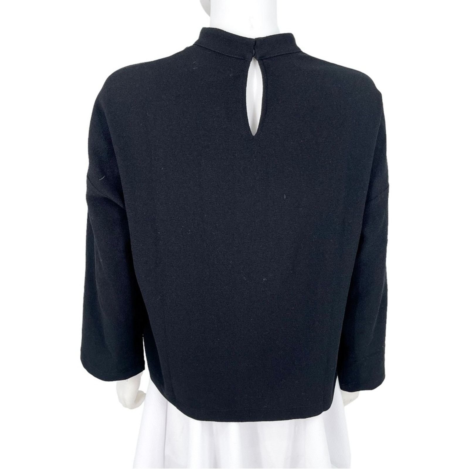 Madewell Madewell Black Mockneck Bell Sleeve Cropped Shirt Blouse Size S / US 4 / IT 40 - 3 Thumbnail