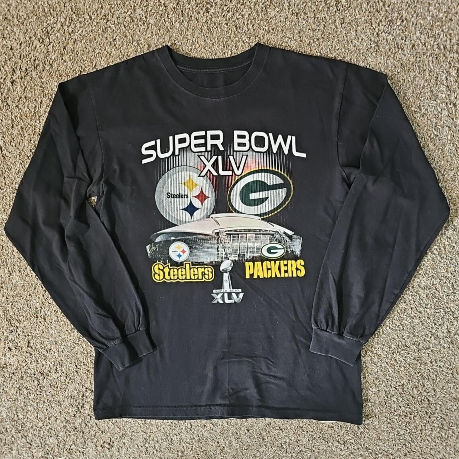 NFL Super Bowl XLV Packers Vs Steelers M Long Sleeve Shirt Size ONE SIZE - 1 Thumbnail