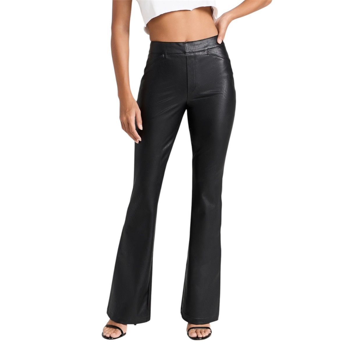 Spanx Spanx Leather Like Women Flared Black Pants Sz S Size 28" / US 6 / IT 42 - 1 Thumbnail