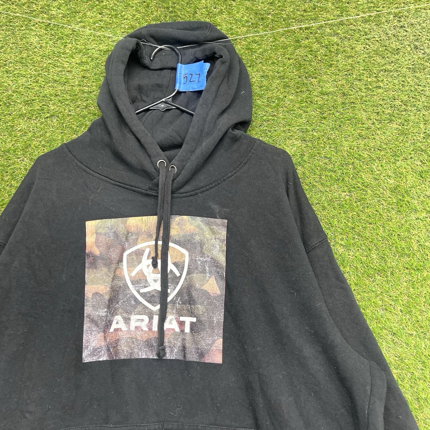 Ariat Ariat Hoodie Mens XL Fleece Pullover Black Camo Western Cowboy Graphic Print Hooded Pockets Logo Embroidered Crew Neck Home Adult Mens Size US XL / EU 56 / 4 - 3 Thumbnail