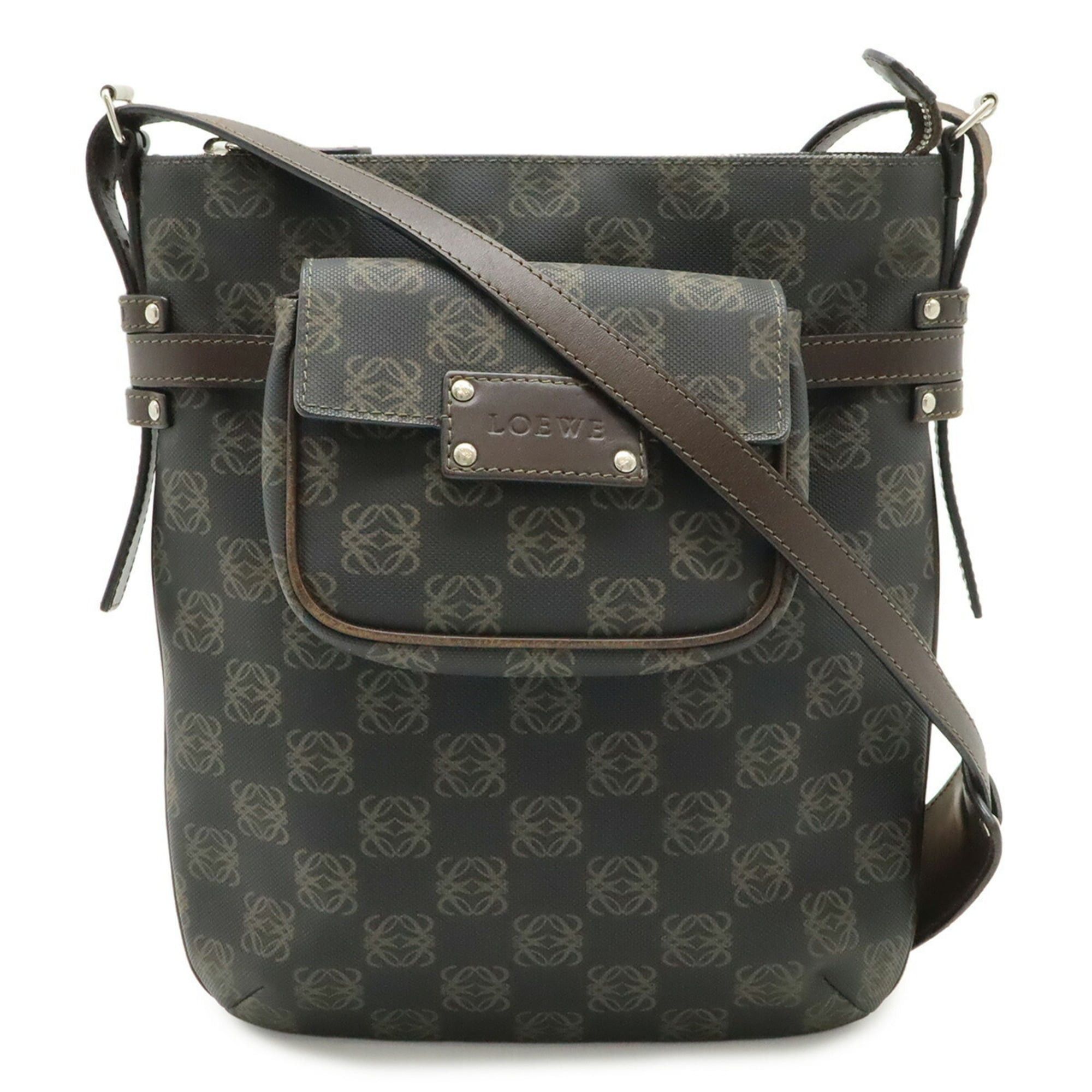 Loewe LOEWE Anagram Shoulder Bag, Leather, Black, Dark Brown Size ONE SIZE - 1 Thumbnail