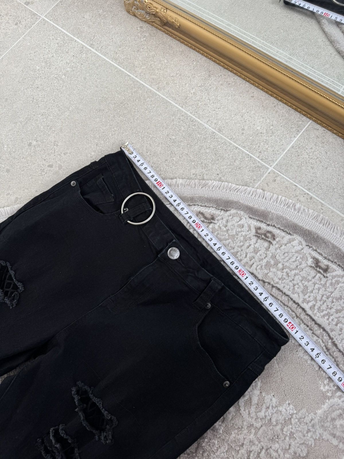 Killstar Killstar Black Distressed Goth Jeans with D-Ring Detailing Size 34" / US 12 / IT 48 - 12 Thumbnail