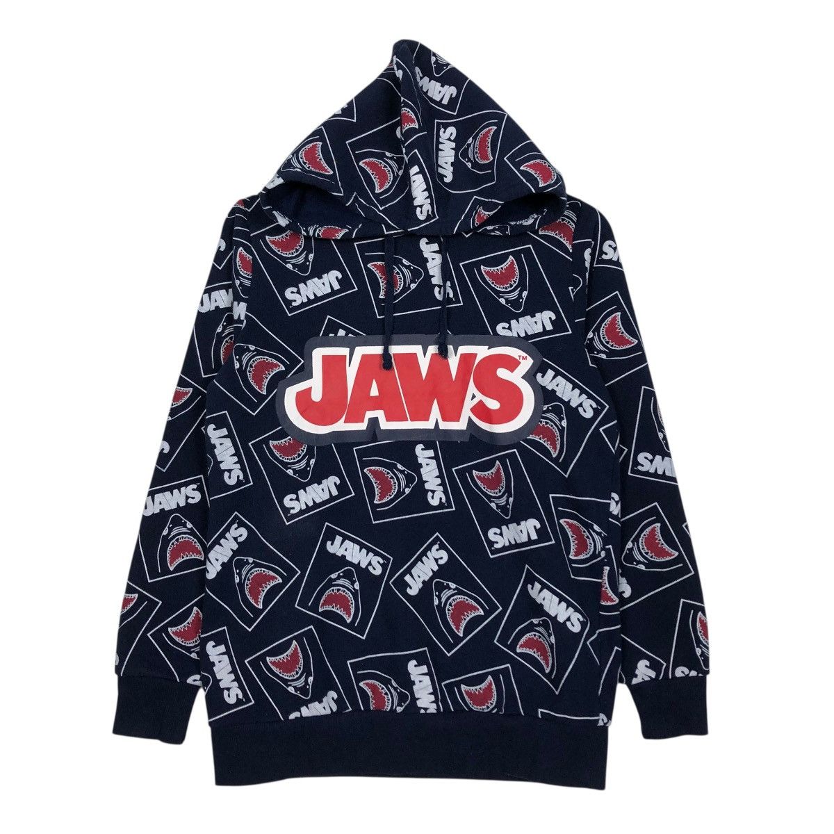 Japanese Brand 🔥VINTAGE HOODIE PULL OVER JAWS MOVIE FULL PRINT RARE DESIGN Size US M / EU 48-50 / 2 - 3 Thumbnail