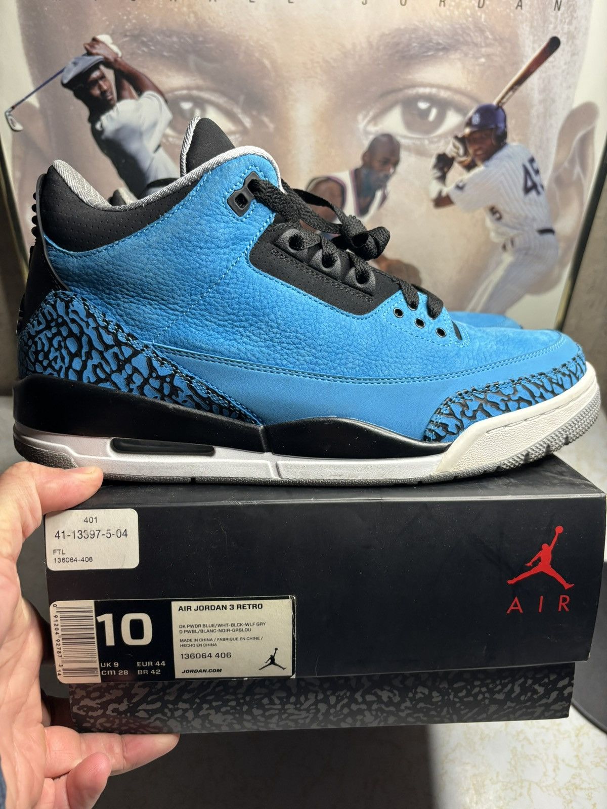 Jordan Brand Air Jordan 4 Retro powder blue Size US 10 / EU 43 - 1 Thumbnail