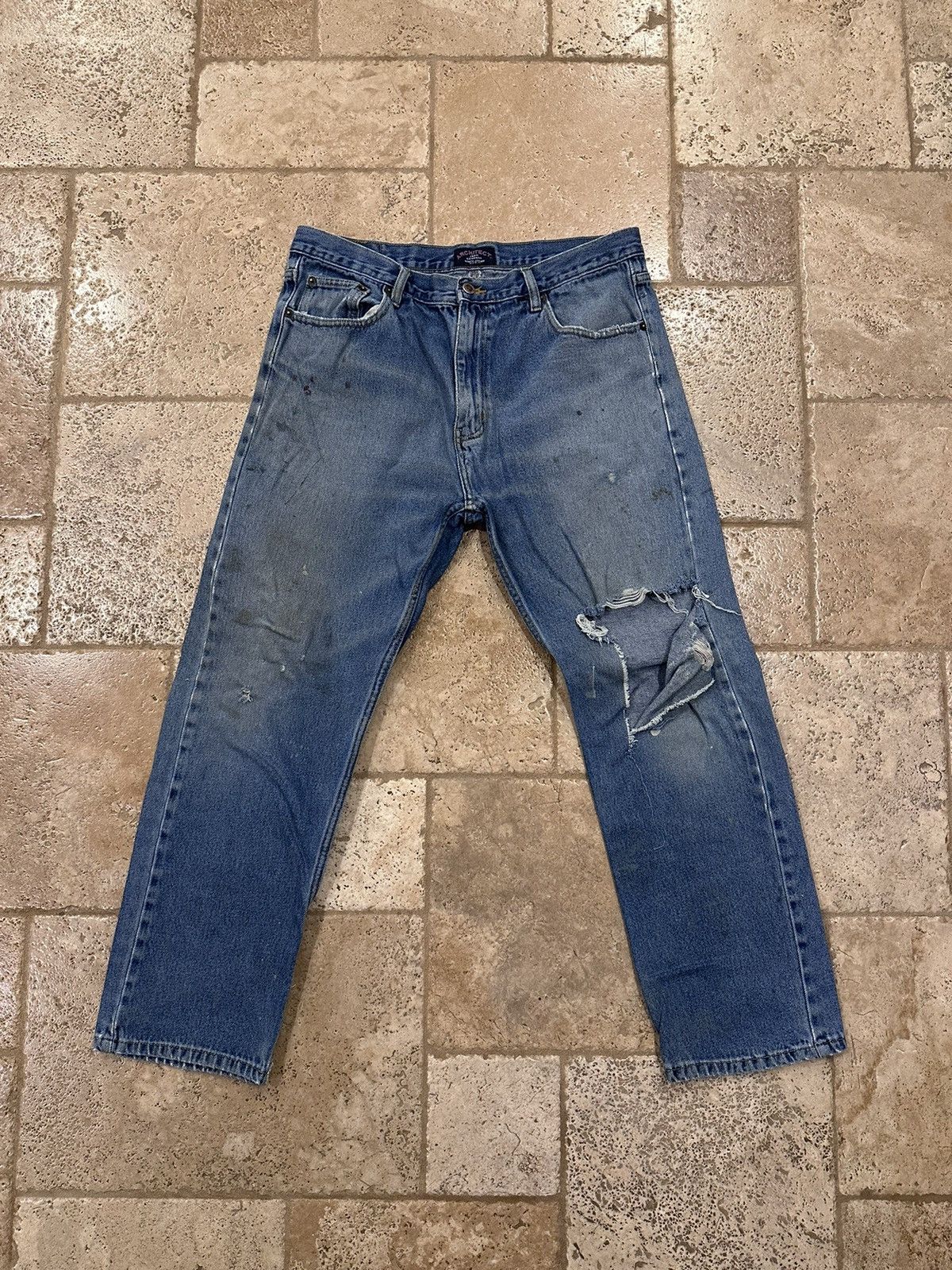 Architect × Vintage Vintage Architect Distressed Stone Paint Denim Blue Jeans Size US 36 / EU 52 - 9 Thumbnail