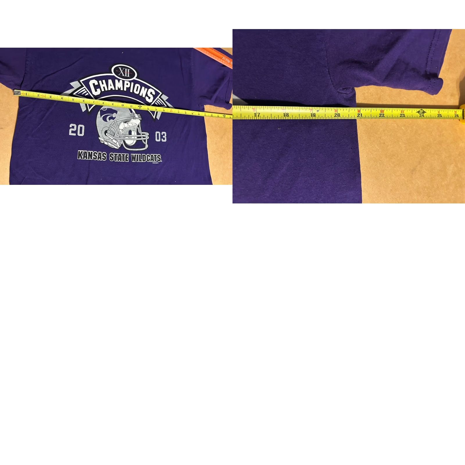 Vintage Kansas State Football Champions 2003 Vintage T-Shirt Large Purple Men's Shirt Size US L / EU 52-54 / 3 - 10 Thumbnail