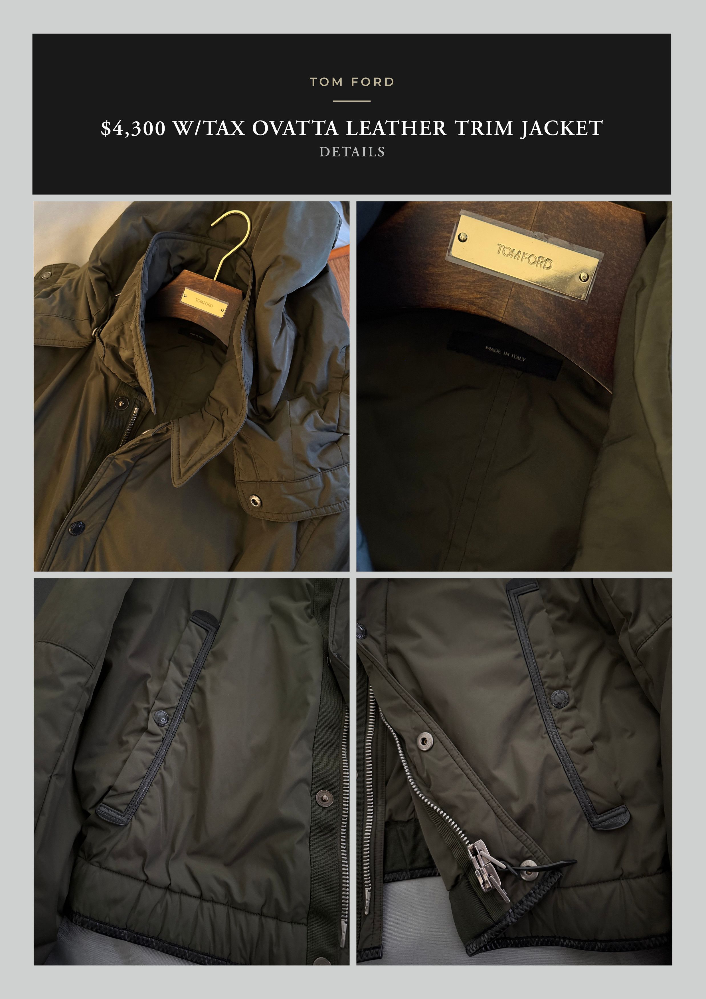 Tom Ford Fits 52, Best Dressed $4,300 w/tax Ovatta Leather Accents Size US XL / EU 56 / 4 - 19 Thumbnail
