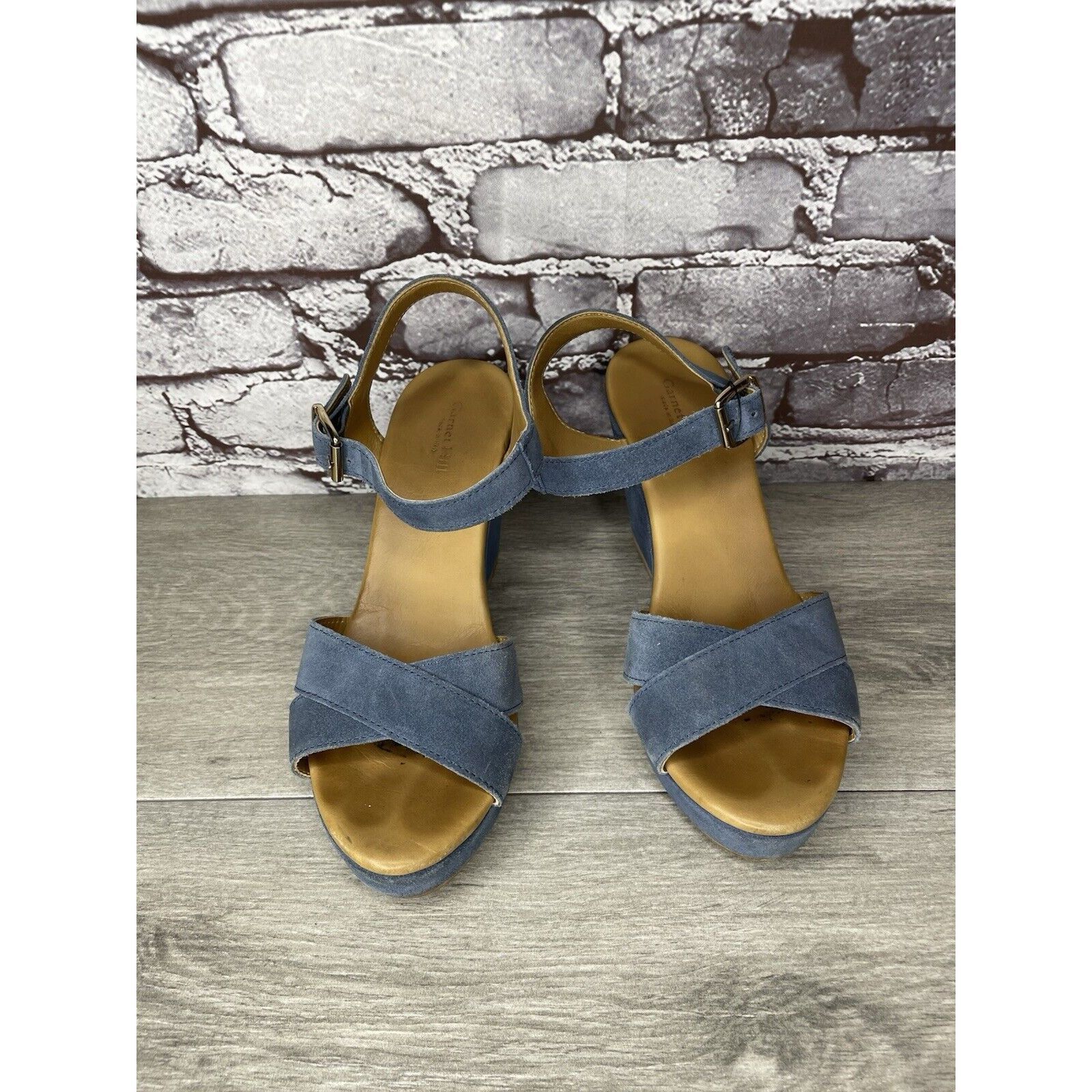 Billy Hill Garnet Hill Blue Suede Leather Wedge Ankle Strap Sandals Wom Size US 9 / IT 39 - 14 Thumbnail