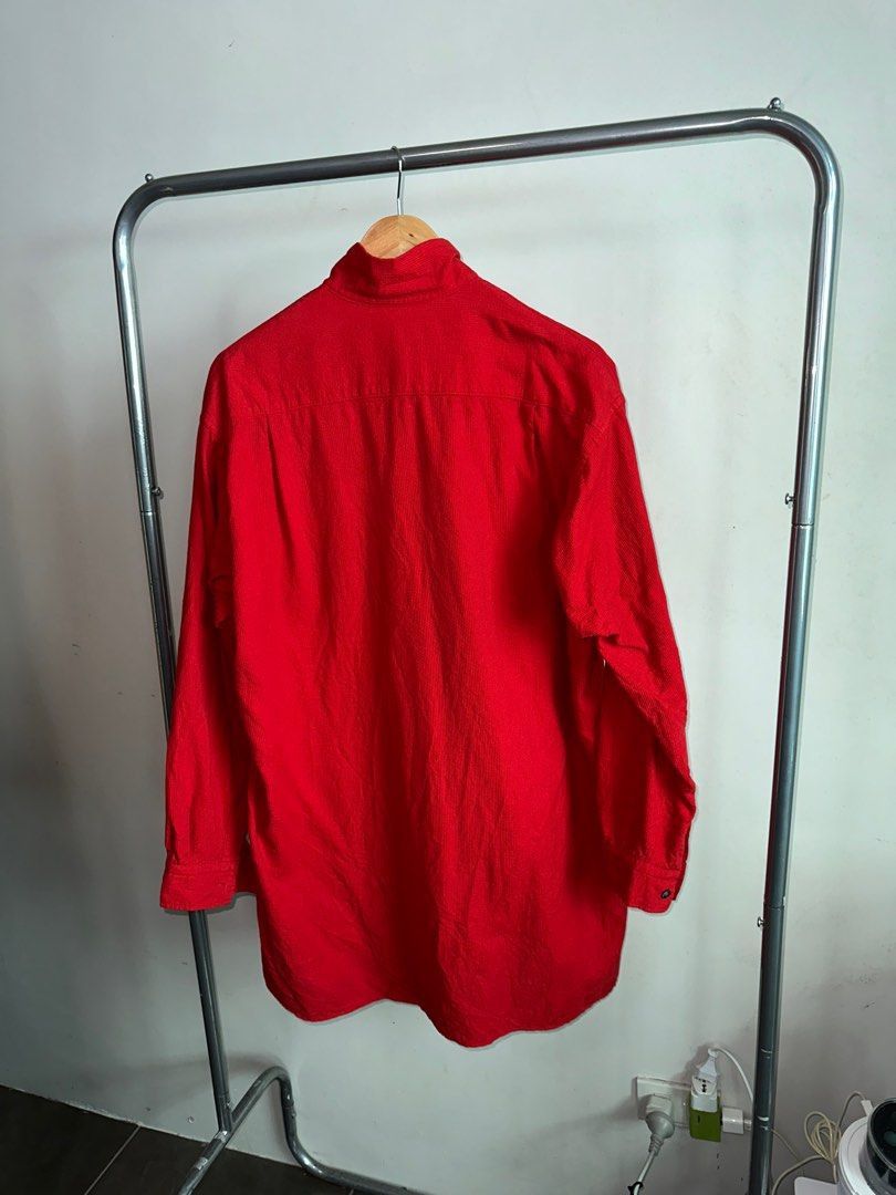 Yohji Yamamoto Y’s for Men Cotton Red Shirt with collar hooks MM B11 006 Size US XL / EU 56 / 4 - 2 Thumbnail
