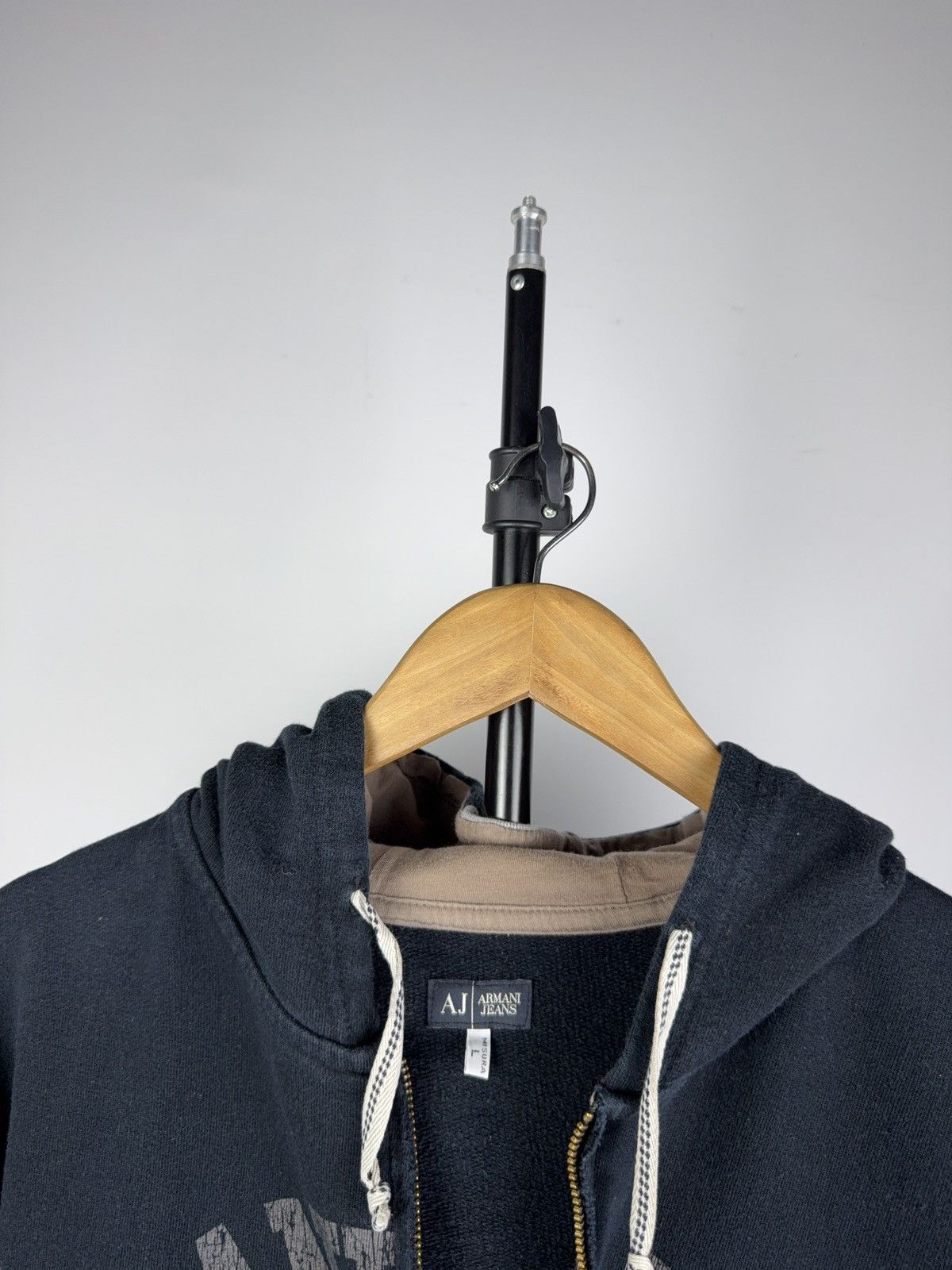 Armani Vintage 00s Retro Distressed Armani Jeans Luxury hoodie Y2K Size L / US 10 / IT 46 - 7 Thumbnail