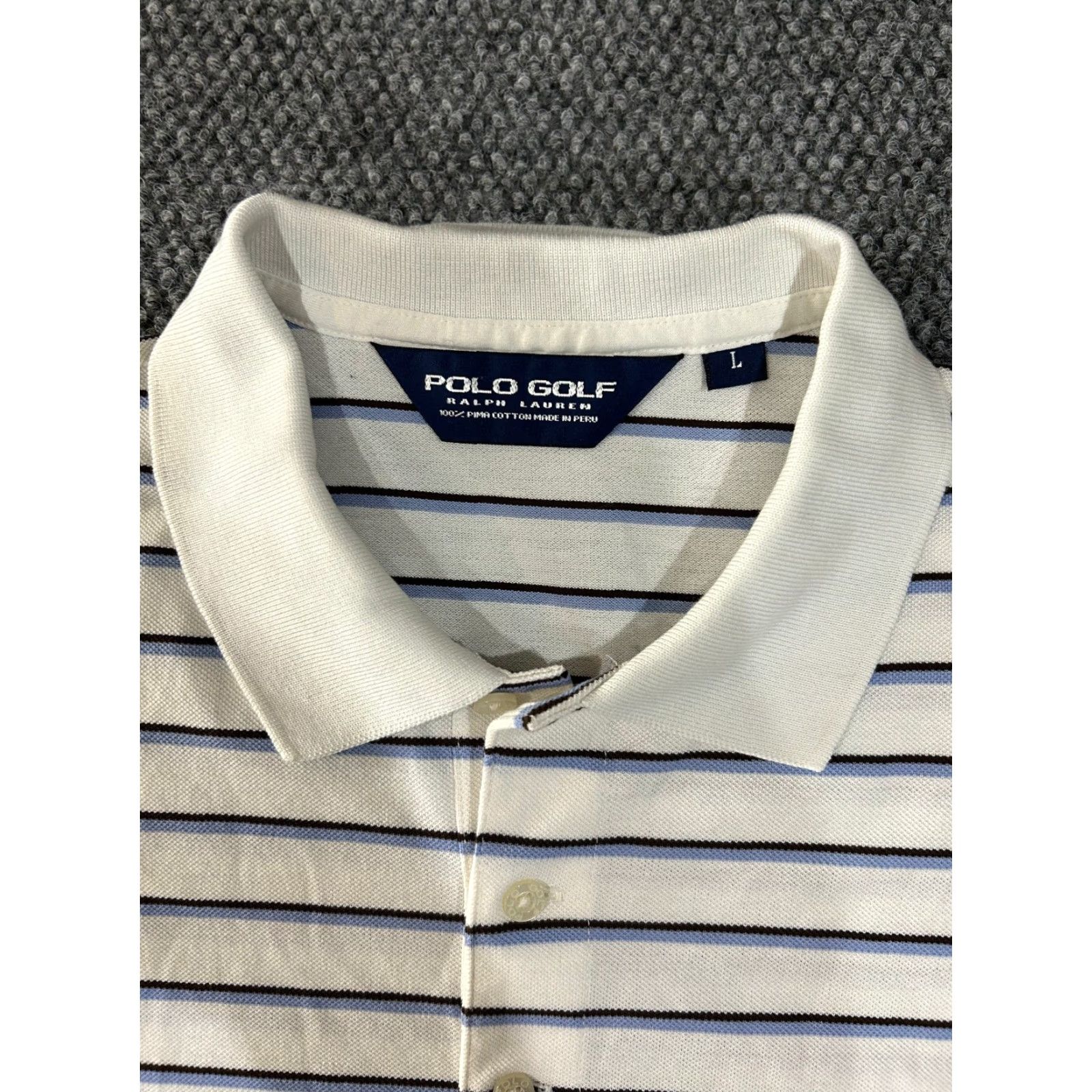 Polo Ralph Lauren Polo Ralph Lauren Polo Shirt Mens L White Blue Striped Classic Golf Shirt Size US L / EU 52-54 / 3 - 4 Thumbnail