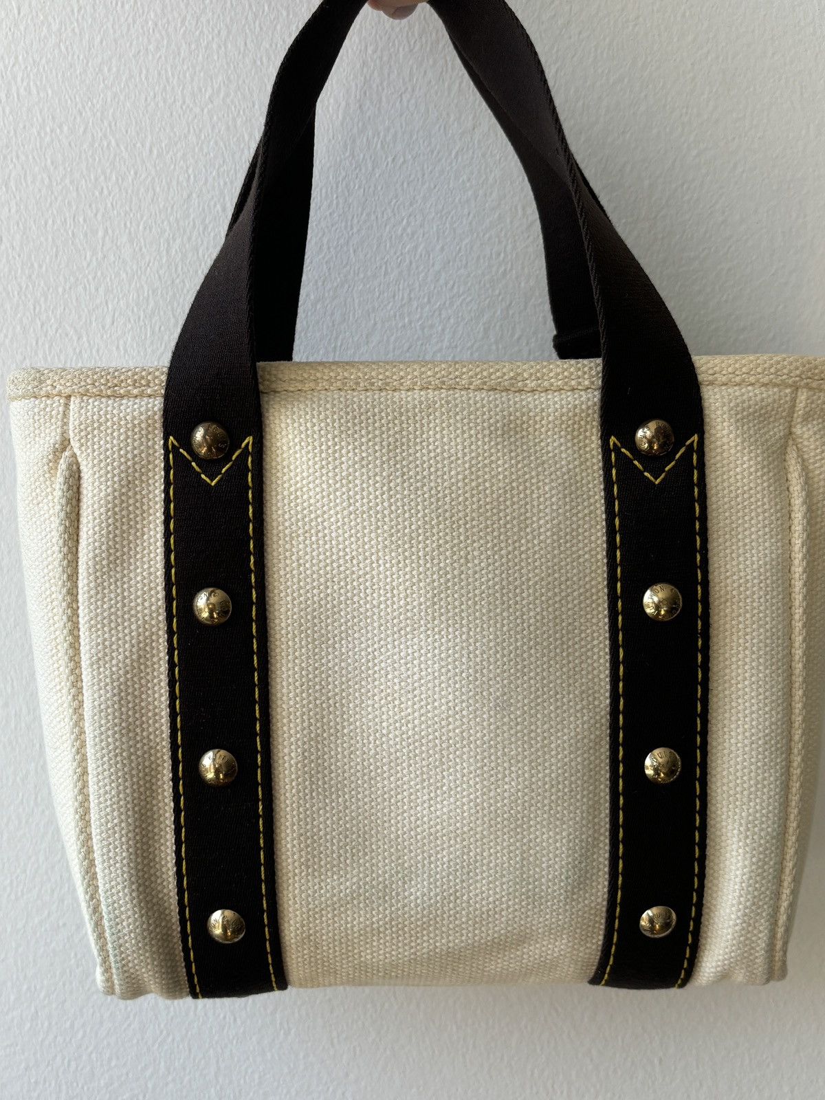 Louis Vuitton Louis Vuitton Antigua Cabas Handbag PM White Canvas Size ONE SIZE - 11 Thumbnail