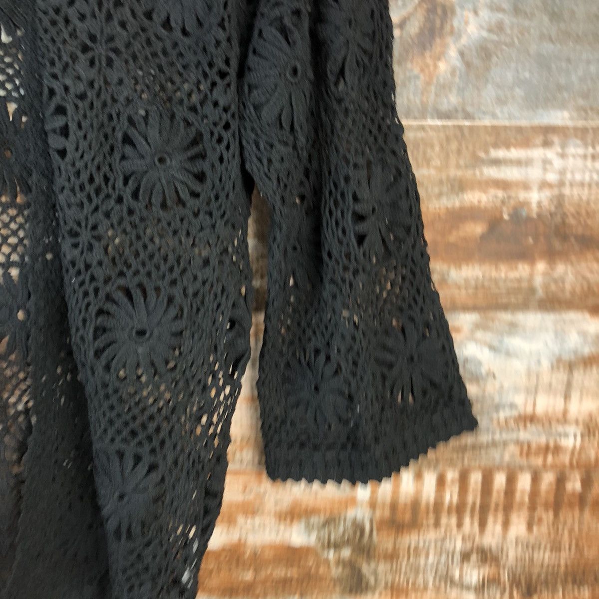 Japanese Brand Japan vintage Black meshnet crochet Cardigan Knitwear #A1489 Size M / US 6-8 / IT 42-44 - 8 Thumbnail