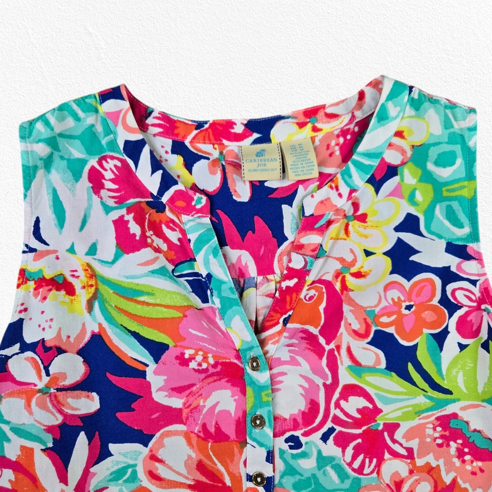 Other Tropical Print Sleeveless V Neck Blouse Size Medium Size M / US 6-8 / IT 42-44 - 3 Thumbnail