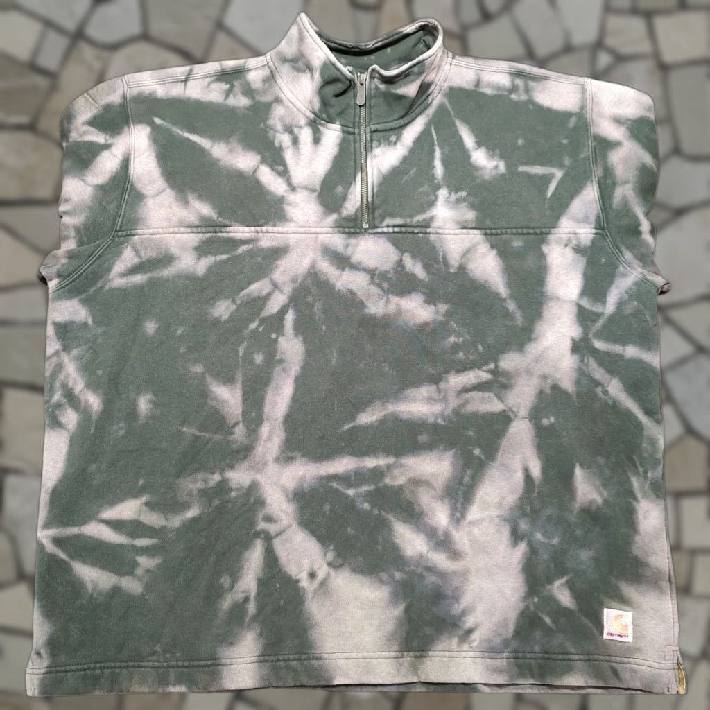 Carhartt VINTAGE Carhartt Mens XL Green 1/4 Zip Sweatshirt Acid Wash Tie Dye Size US XL / EU 56 / 4 - 1 Thumbnail