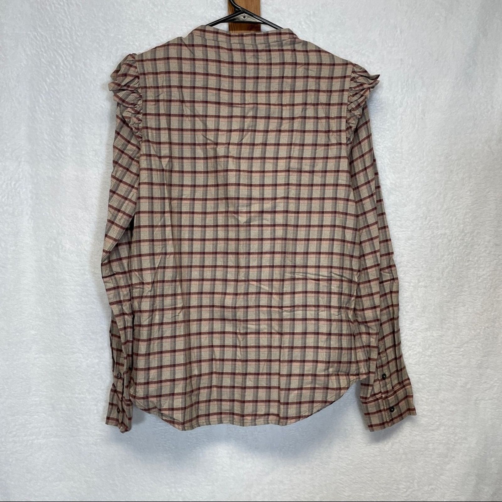 Paige Paige Jenelle Ruffle Plaid Long Sleeve Button Down Shirt Size M / US 6-8 / IT 42-44 - 6 Thumbnail