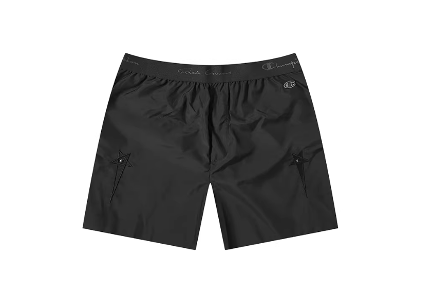 Champion × Rick Owens Rick Owens X Champion black embroidered beach shorts Size US 34 / EU 50 - 1 Thumbnail