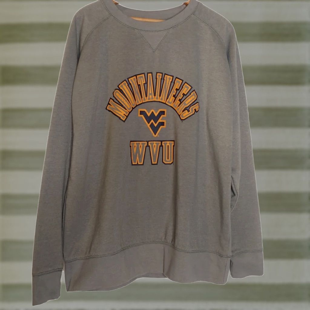 Champion VINTAGE WVU Champion Crew Neck Sweatshirt West Virginia Mountaineers College Men Large Gray Size US L / EU 52-54 / 3 - 1 Thumbnail