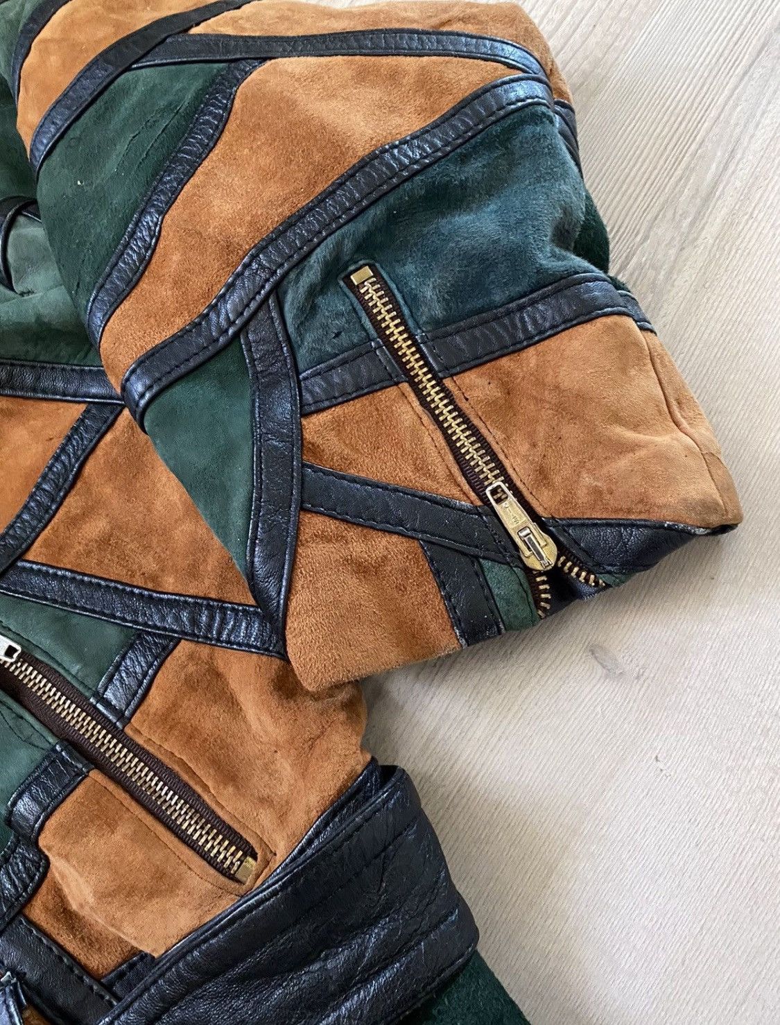 Pelle Pelle × Vintage Vintage Avantgarde Patchwork Leather Jacket Size US L / EU 52-54 / 3 - 4 Thumbnail