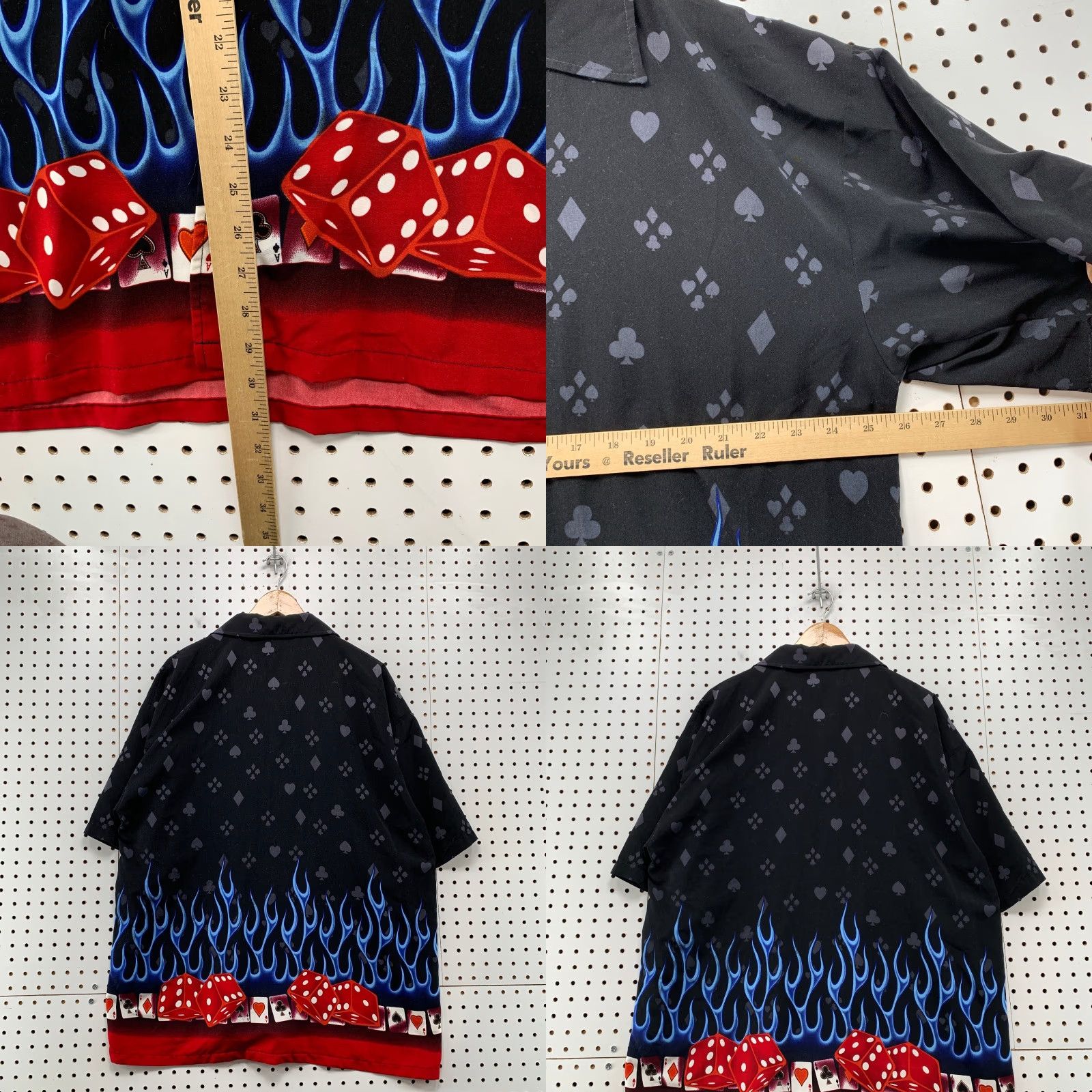 Vintage OSCAR MISA Button Shirt Mens 2XL Black Short Sleeve 100% Polyester Vintage Dice Flame Shirt Mens Button-Up Size US XXL / EU 58 / 5 - 8 Thumbnail