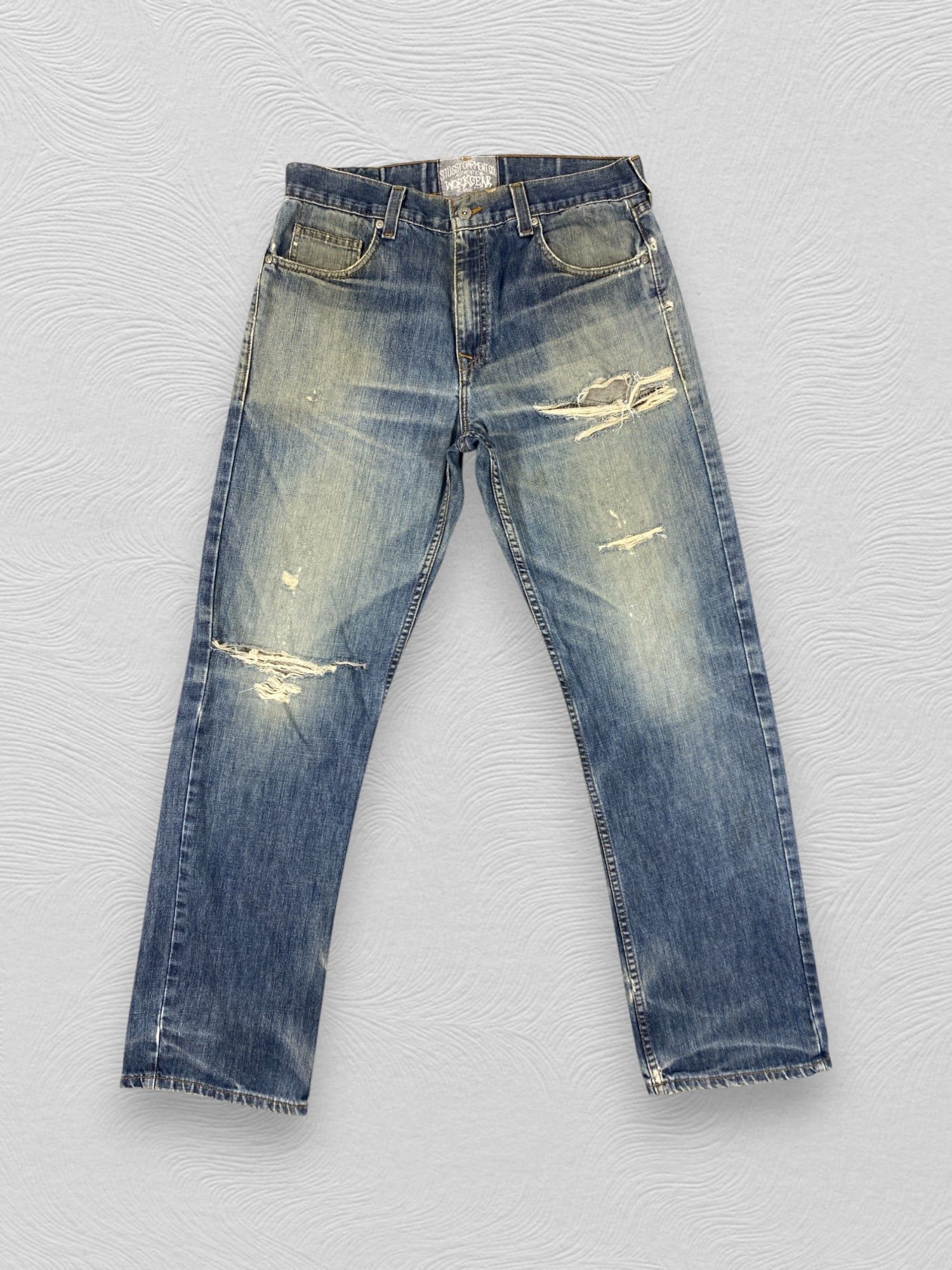 Streetwear × Stussy × Vintage Distressed Blue Vintage Stussy Jeans 