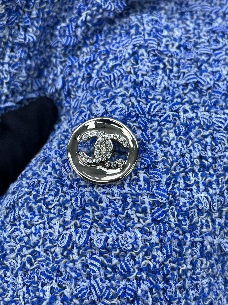Chanel Blue White Woven Short Sleeve Jacket -2505 Size US S / EU 44-46 / 1 - 3 Thumbnail