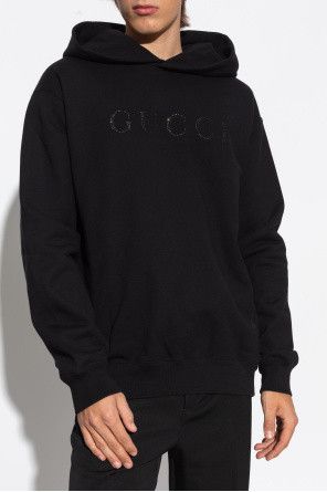 o1loc1c0925 Cotton Jersey Hooded Sweatshirt in Black