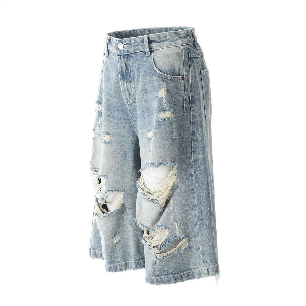 Japanese Brand × Jean Punk men's distressed loose washed ripped denim shorts Size US 32 / EU 48 - 2 Thumbnail