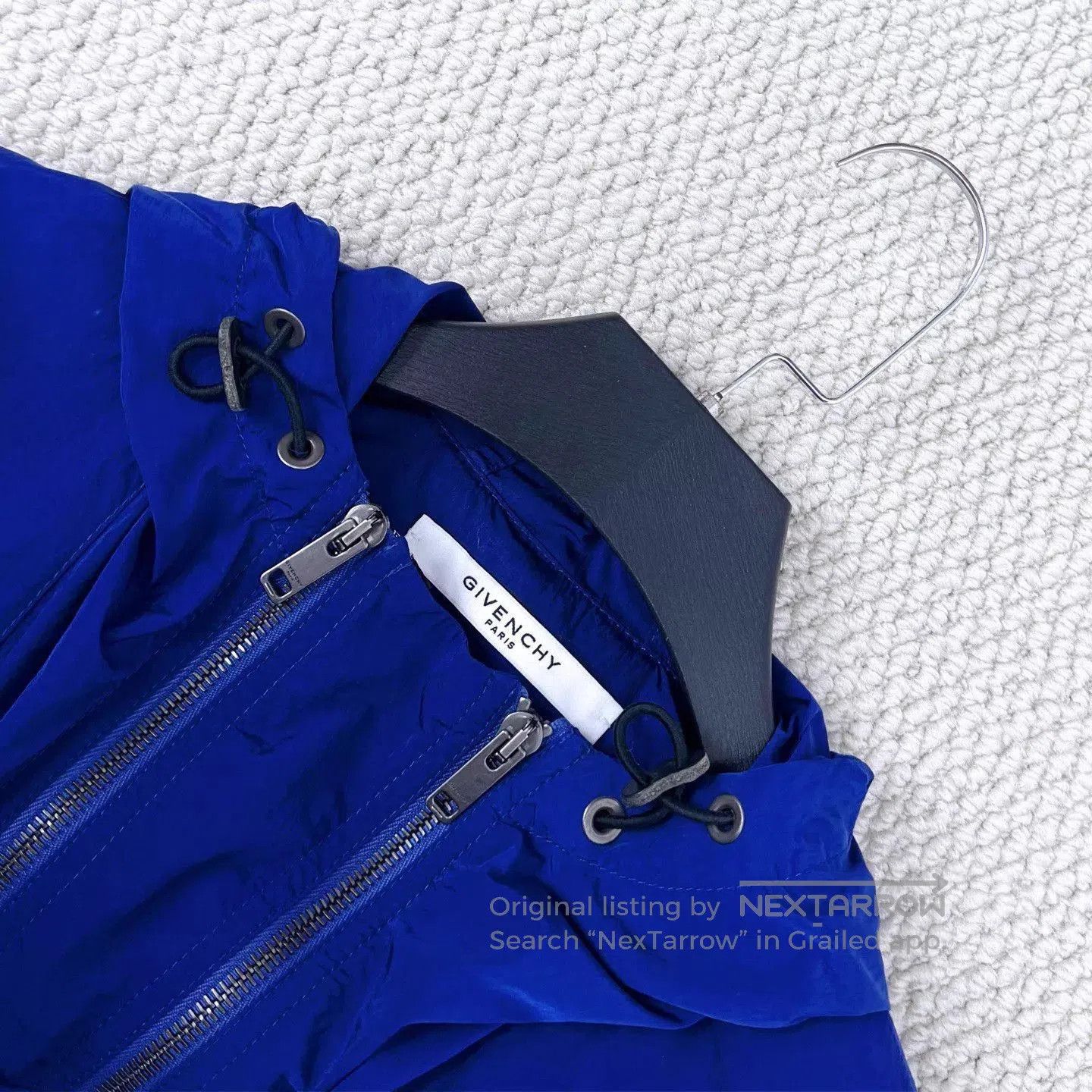 Givenchy Blue Hooded Zip-Up Jacket with Contrast Sleeves. Size US M / EU 48-50 / 2 - 3 Thumbnail