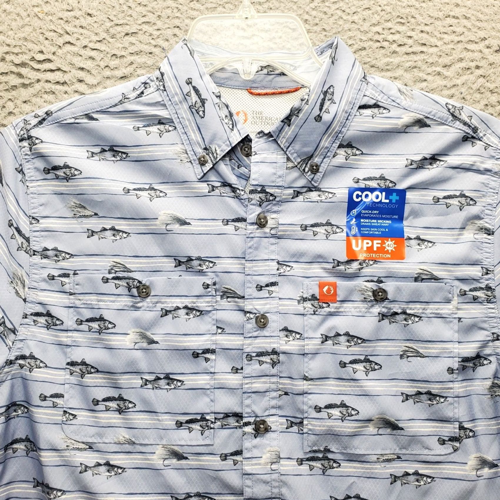 Gloverall American Outdoorsman Mens Shirt S Allover Fish Print UPF 40 Multicolor Casual Shirt Size US S / EU 44-46 / 1 - 5 Thumbnail