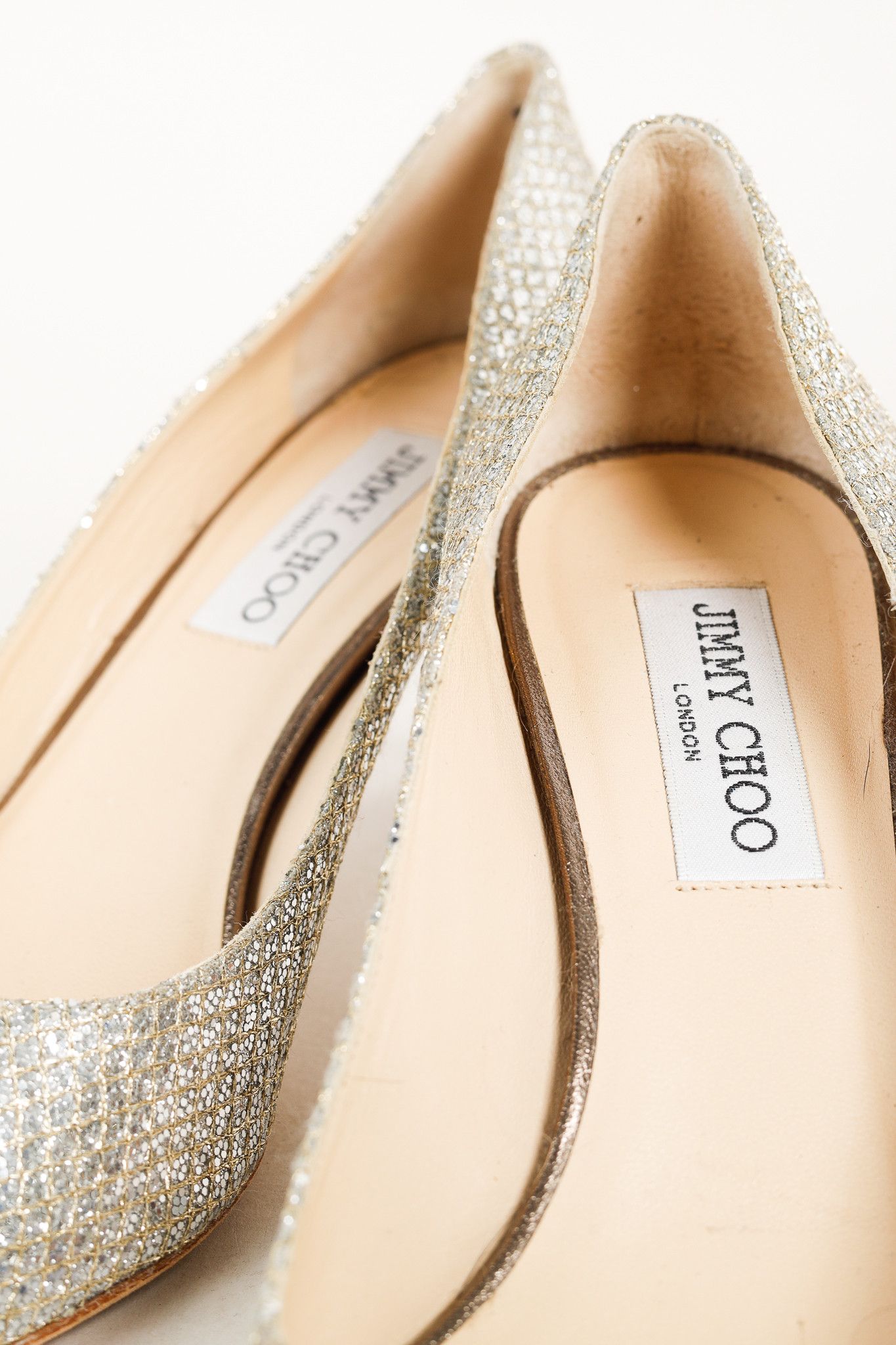Jimmy Choo Jimmy Choo Isabel Champagne Glitter Peep-Toe Pumps Size US 8 / IT 38 - 9 Thumbnail