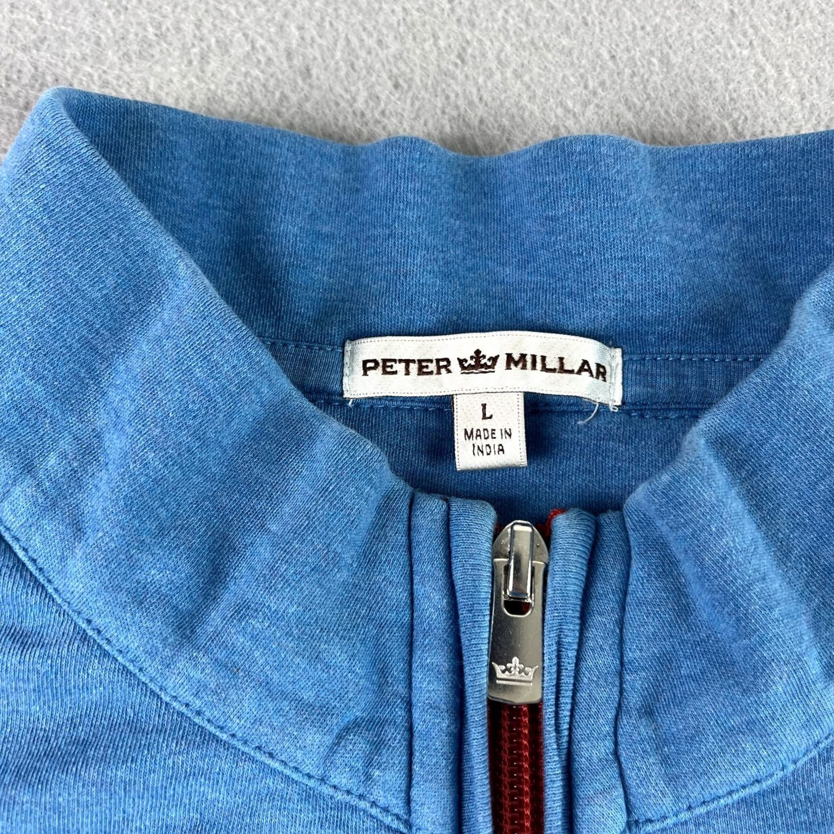 Peter Millar Peter Millar Sweater Mens L Blue 1/4 Zip Heather Interlock Golf Pullover Cotton Shirt Size US L / EU 52-54 / 3 - 3 Thumbnail