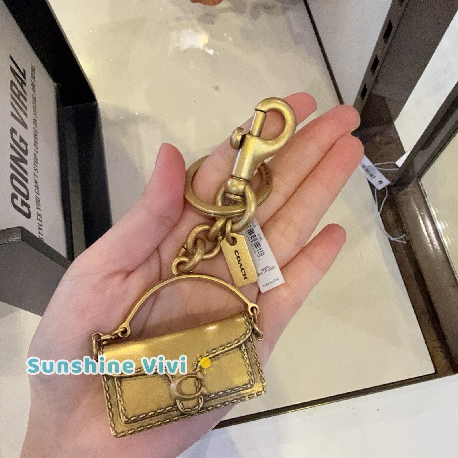 Coach NWT Coach 3D Tabby Bag Charm Brass Keychain Key CS246 Brass Size ONE SIZE - 1 Thumbnail