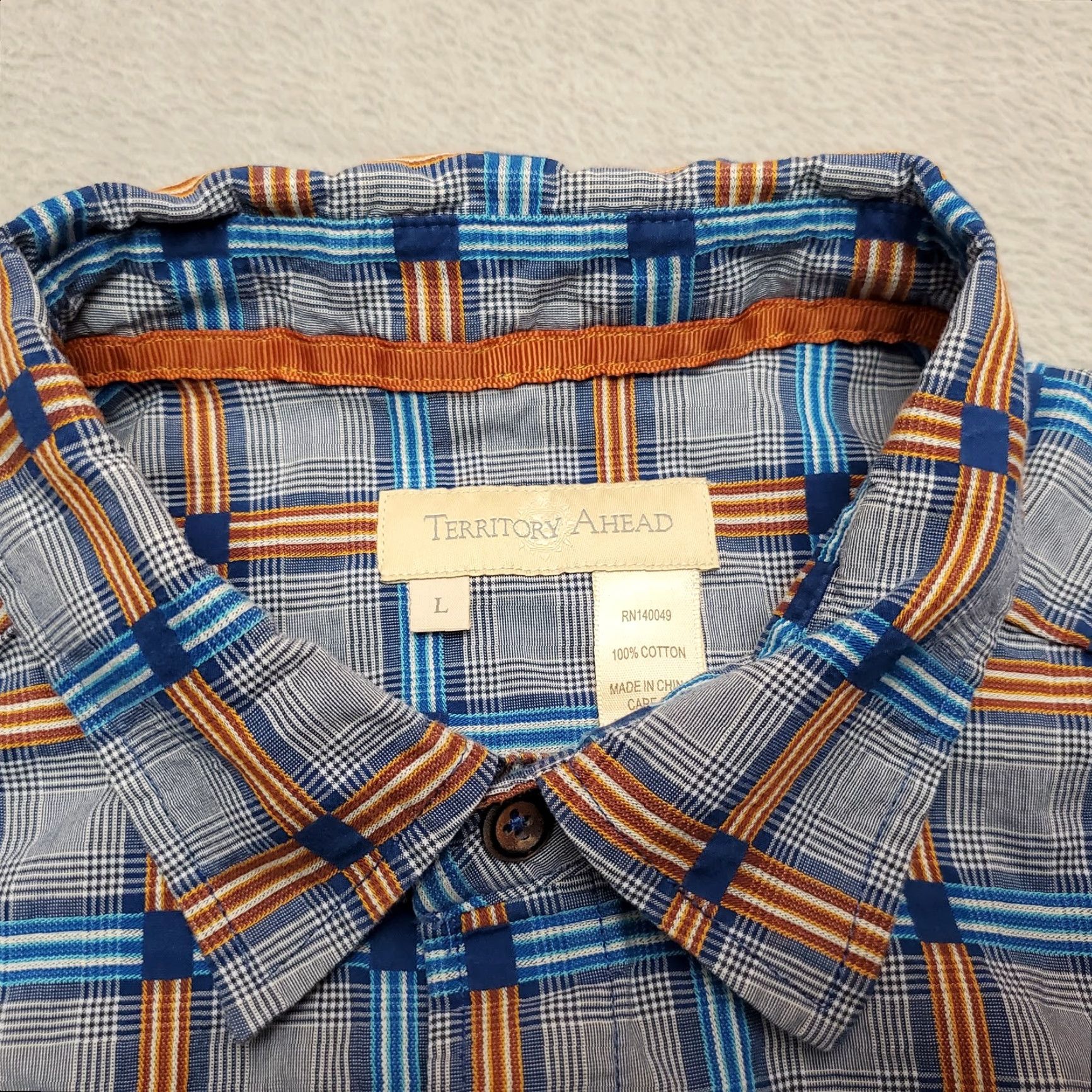 The Territory Ahead The Territory Ahead Shirt Mens L Blue Orange 100% Cotton Long Sleeve Casual Shirt Size US L / EU 52-54 / 3 - 7 Thumbnail