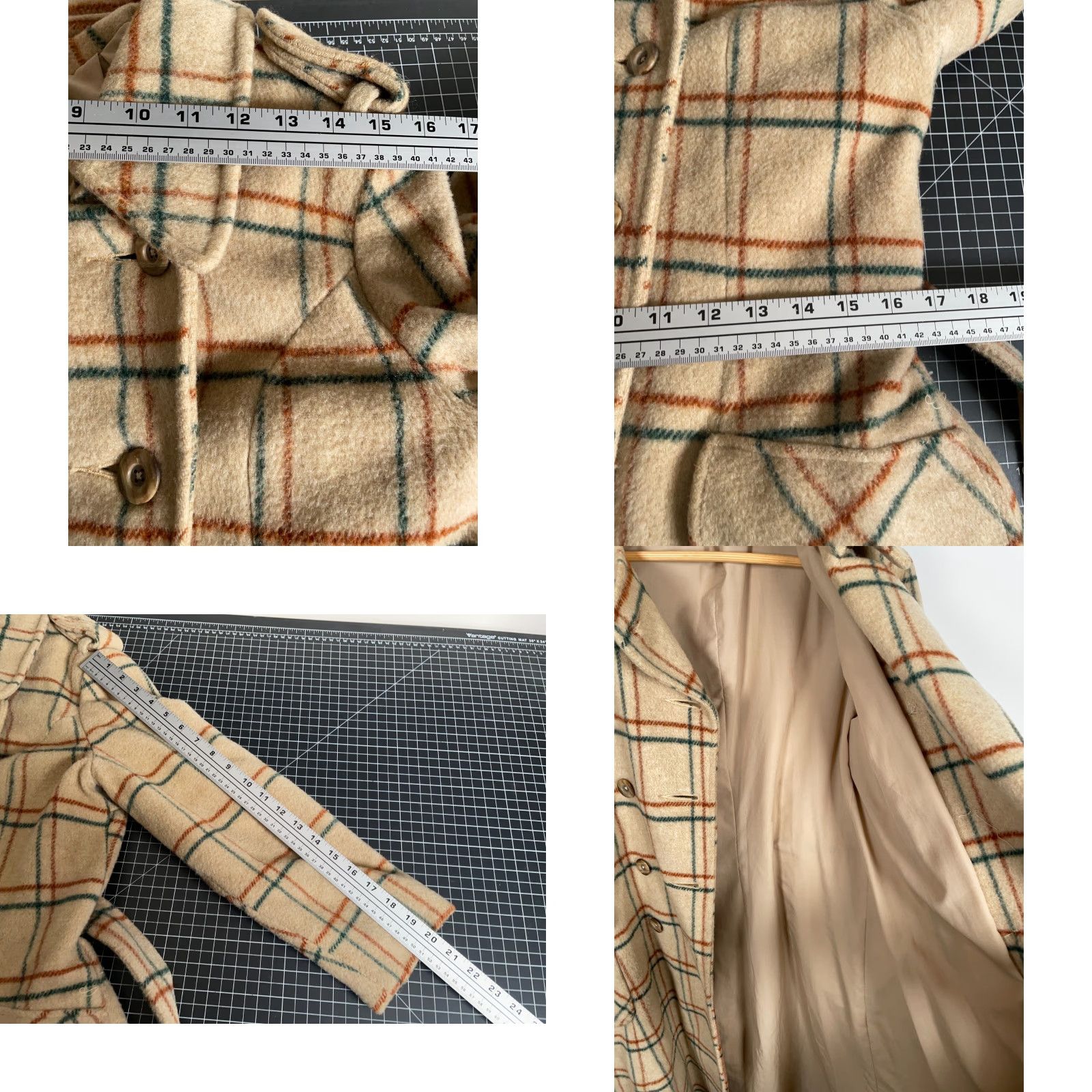 Doublet Vintage Yes Bickler Wool Belted Trench Coat Women's Small Beige Check Pattern Double Breasted Size S / US 4 / IT 40 - 8 Thumbnail