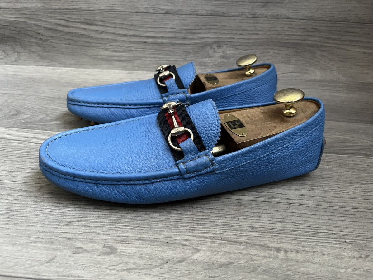 Gucci Gucci horsebit blue leather driving loafers sz 42 Size US 9 / EU 42 - 4 Thumbnail