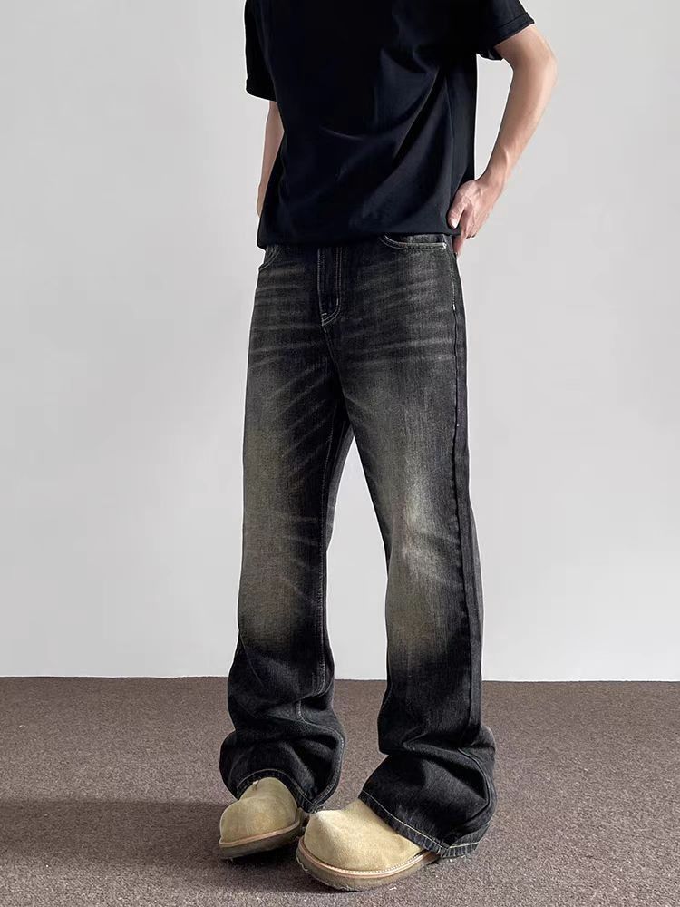 Japanese Brand × Jean Vintage yellow clay-dyed cat whisker micro flare jeans Size US 32 / EU 48 - 1 Thumbnail