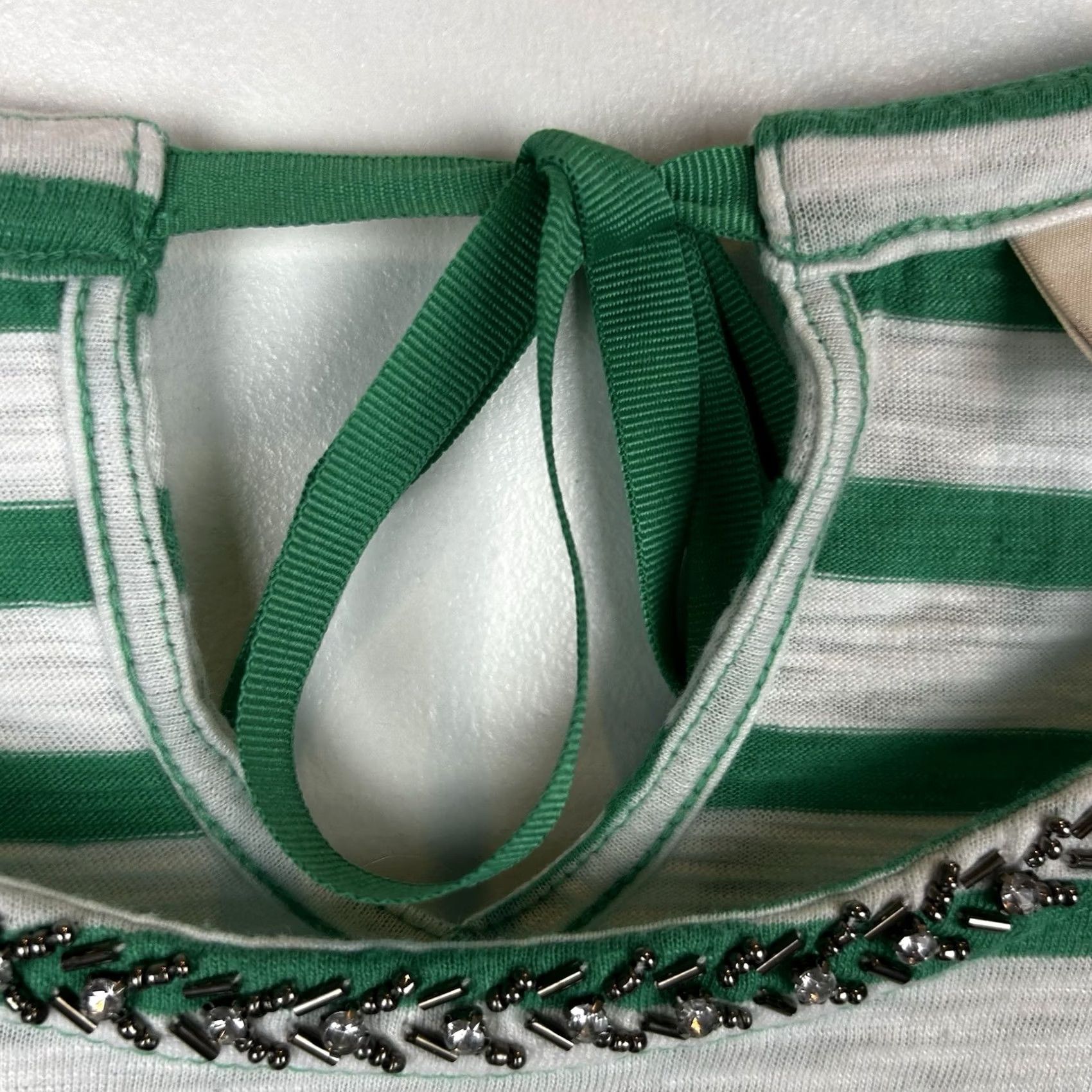 Vintage Chicos Shirt Womens M Striped Green White Casual Bling Collar Kelly Vacation Shirt T-Shirt Womens M Green Striped Casual Bling Collar Kelly Vacation Size M / US 6-8 / IT 42-44 - 5 Thumbnail