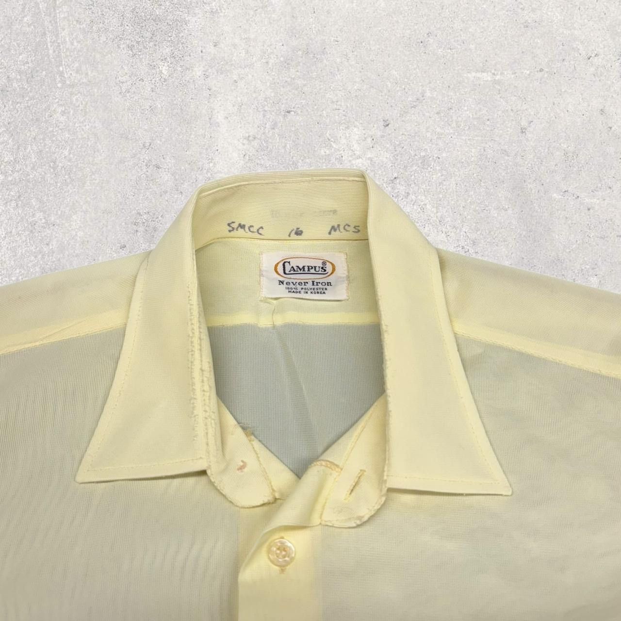 Vintage 1960s Vintage Pale Yellow Button Up Shirt Size US L / EU 52-54 / 3 - 3 Thumbnail