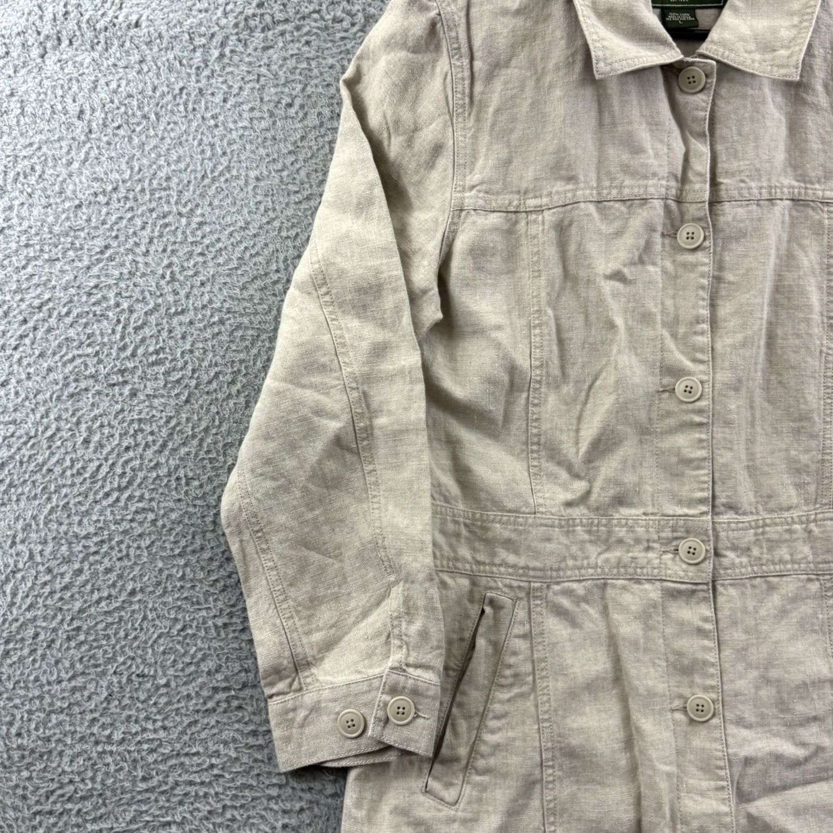 Eddie Bauer Eddie Bauer Jacket Womens Large Beige Linen Button Up Lightweight Boho Lagenlook Ladies Long Sleeve Long Coat Size L / US 10 / IT 46 - 4 Thumbnail