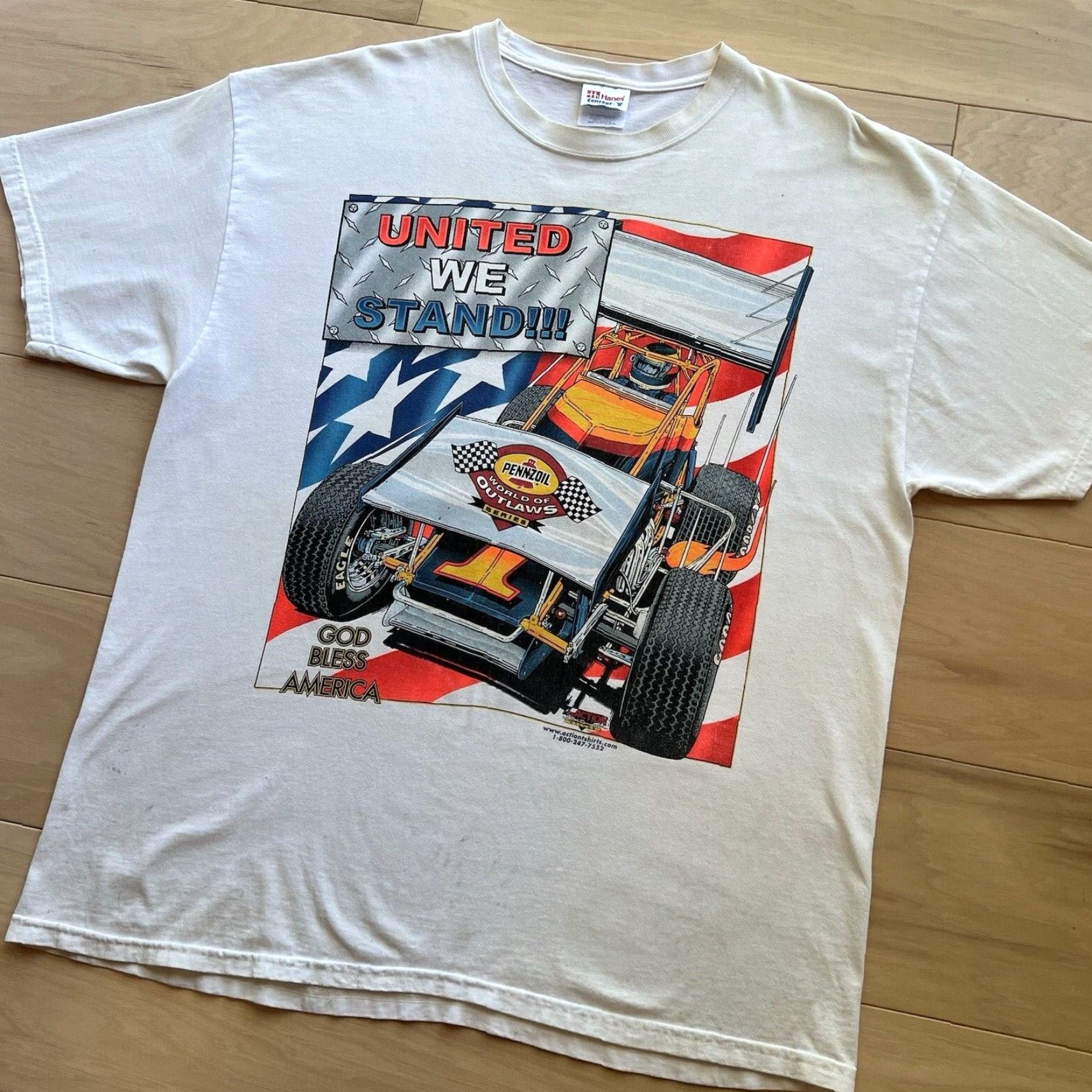 Vintage VINTAGE Outlaws Racing Shirt XL White 90s Pennzoil Eagle Art USA AOP Shirt Mens 90s Size US XL / EU 56 / 4 - 7 Thumbnail