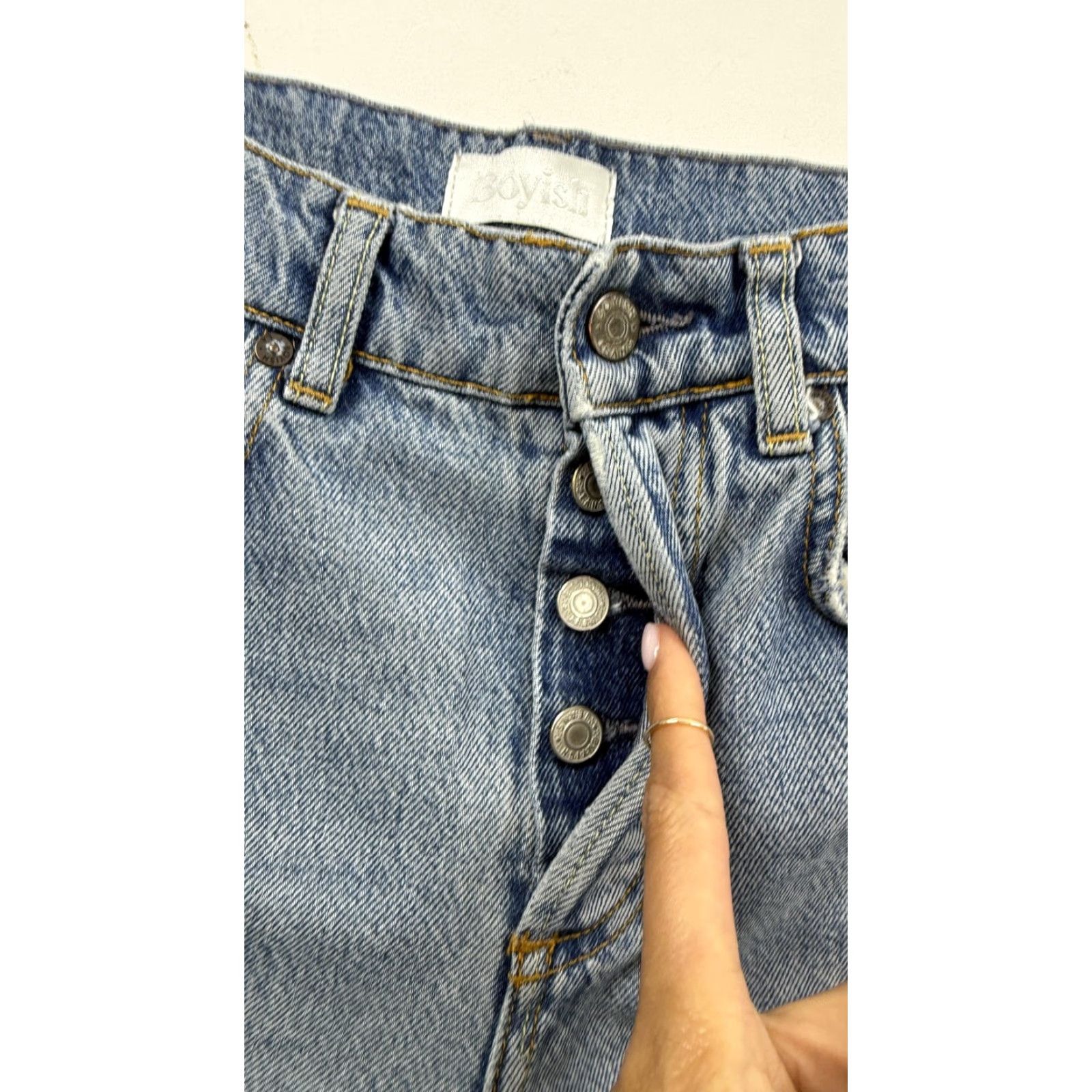 Boyish VINTAGE Boyish Jeans Womens 26 Blue Tommy High Rise Straight Distressed Button Fly Womens Jeans Straight 26 Distressed Pockets Denim Size 26" / US 2 / IT 38 - 3 Thumbnail