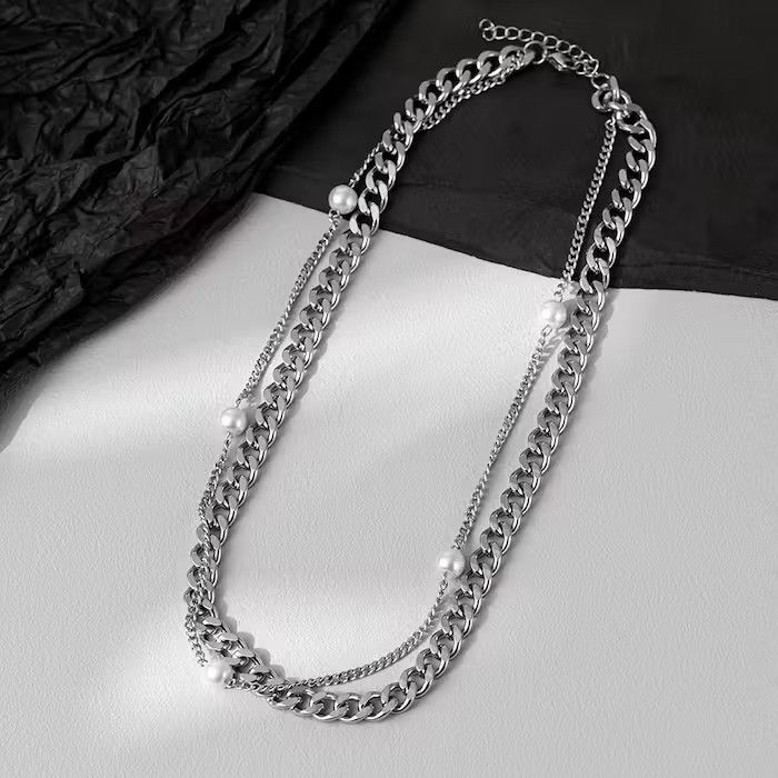 Jewelry × Vintage Pearl Stacked Stainless Steel Necklace Size ONE SIZE - 2 Thumbnail