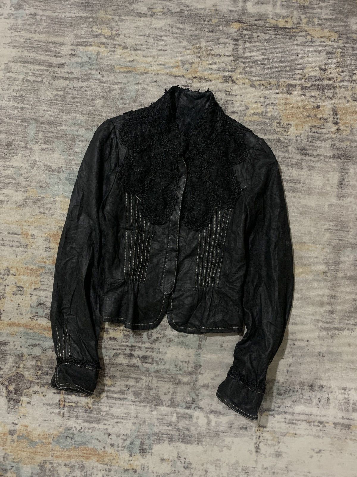 If Six Was Nine Vaste Cuir Nappa Famme Womens Black Leather Grunge Jacket Size S / US 4 / IT 40 - 2 Thumbnail