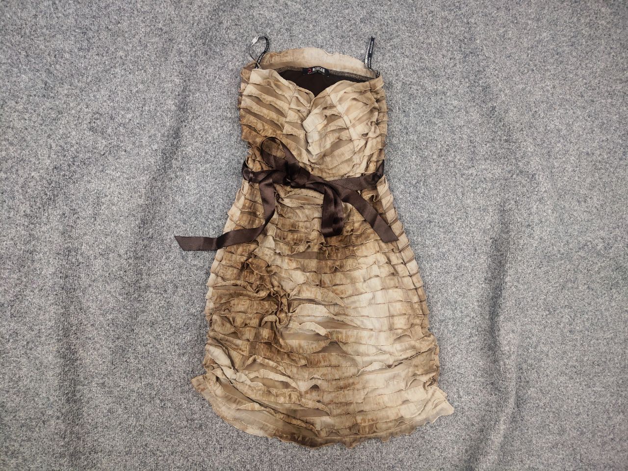 Morgan De Toi Vintage Y2K Morgan de toi strapless Mini dress ruffles brown Size S / US 4 / IT 40 - 1 Thumbnail